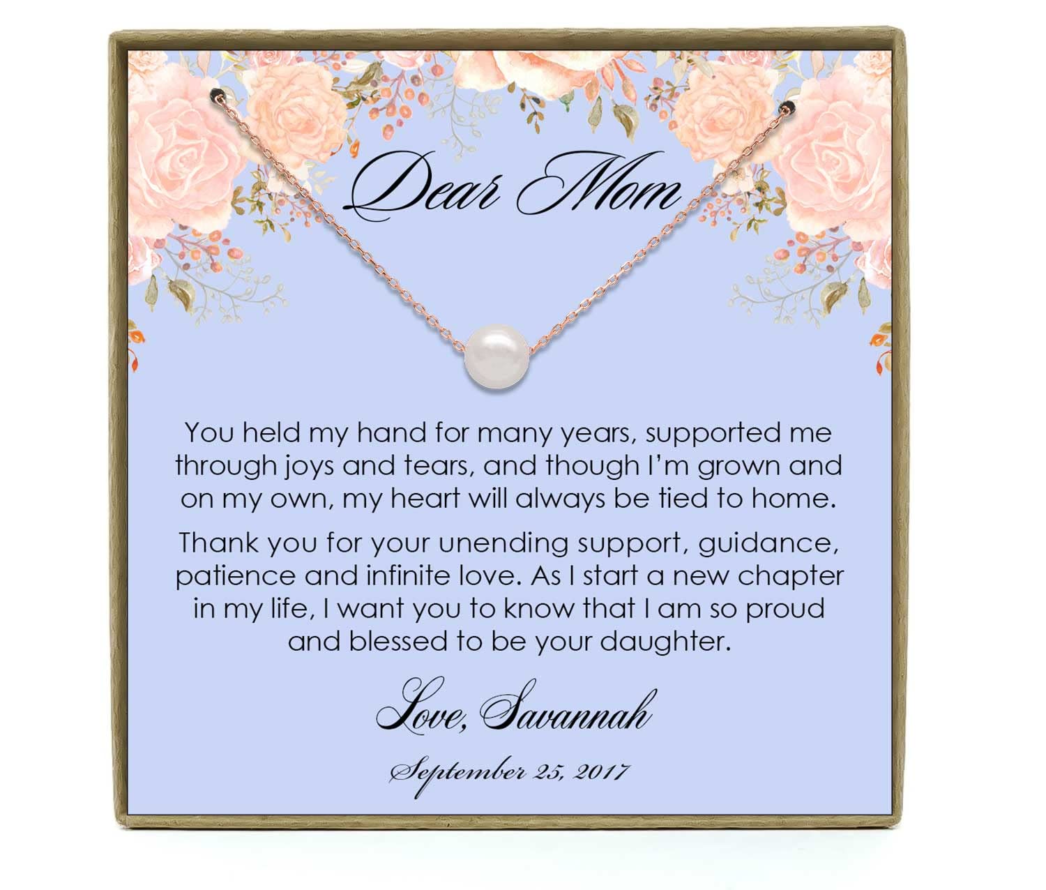 Personalized Mother of the Bride Necklace Gift from Daughter - Rose Gold Pearl Jewelry for Wedding Day - Elegant Keepsake for Mom - Perfect for Mother-Daughter Bonding & Special Occasions