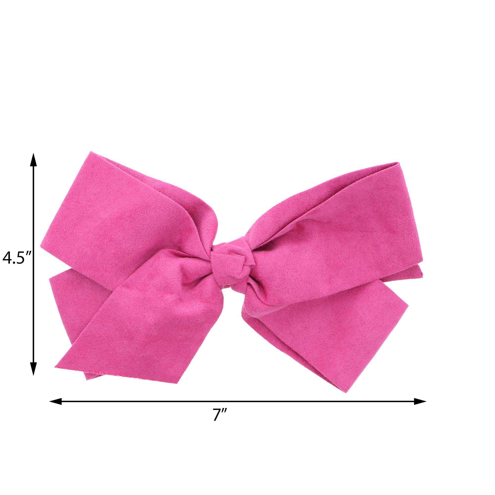 7 Inch Wide Large Suede Hair Bow for Girls - Pink, Perfect for Parties, Weddings, and School Events