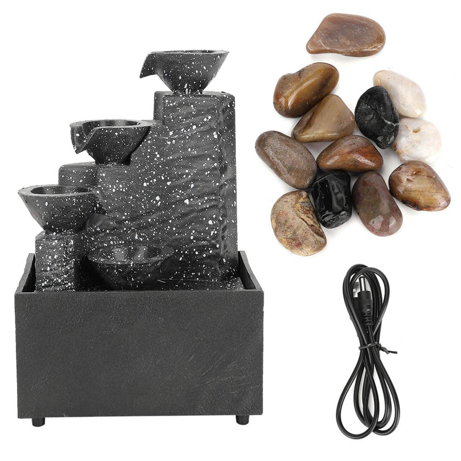 Desktop USB Water Fountain Ornament Crafts for Indoor Home Office Table Decoration, Relaxing Mini Waterfall for Stress Relief and Zen Ambiance
