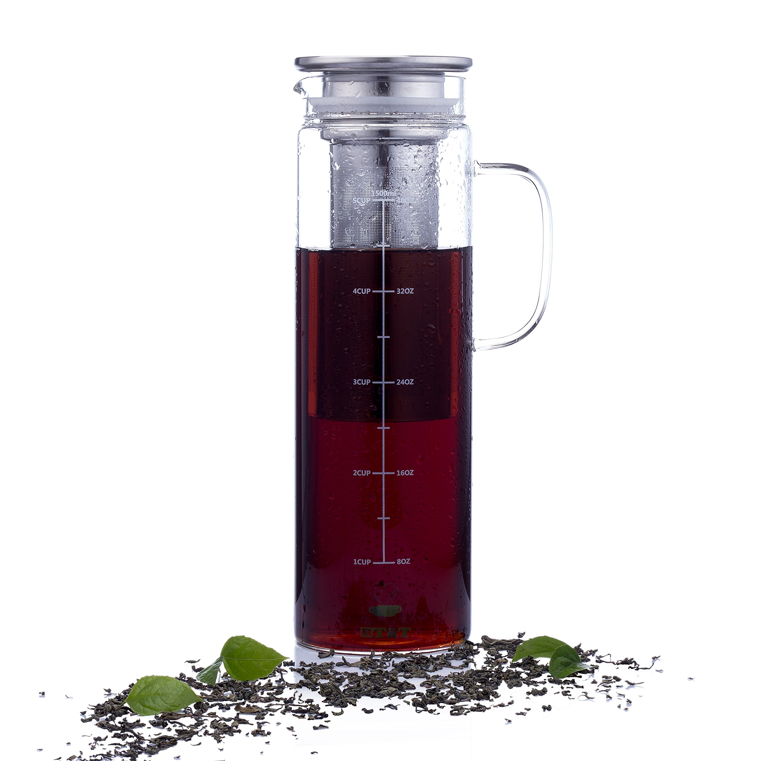 BTaT Cold Brew Coffee Maker 1.5 Quart - Iced Coffee & Tea Pitcher for Home & Office