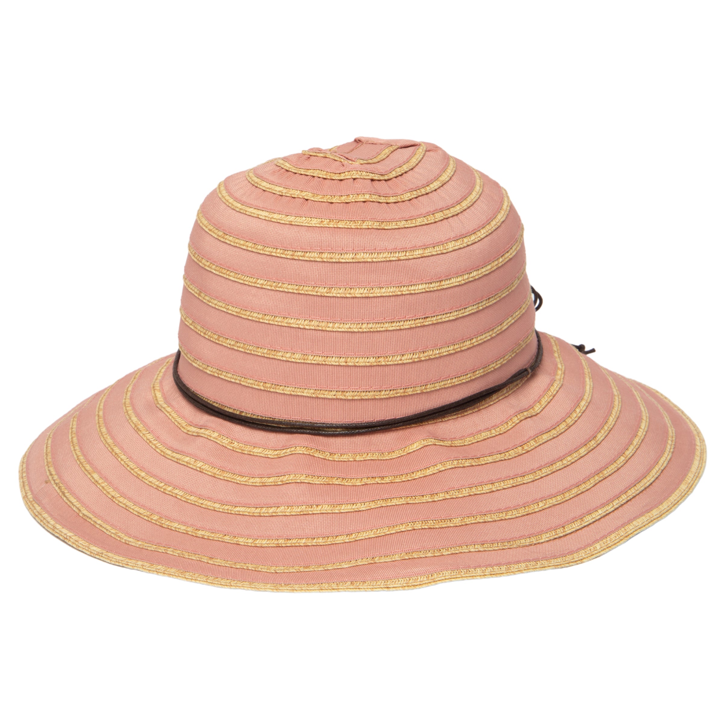 Women's Ribbon Paperbraid Stripe Sun Hat - Wide Brim Summer Beach Hat for Women, Perfect for Outdoor, Travel, and Vacation