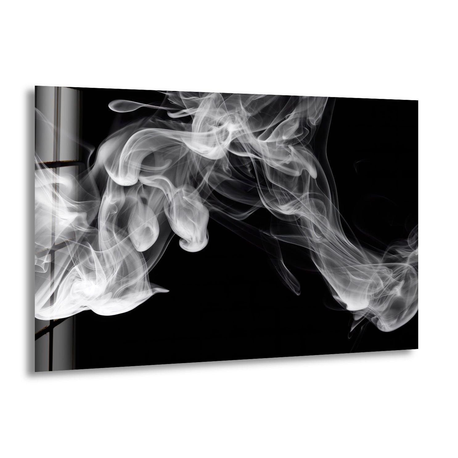 Black Smoke Glass Wall Art - Modern Abstract Home Decor for Living Room, Bedroom & Office - Elegant Handmade Glass Panel for Stylish Interior Design