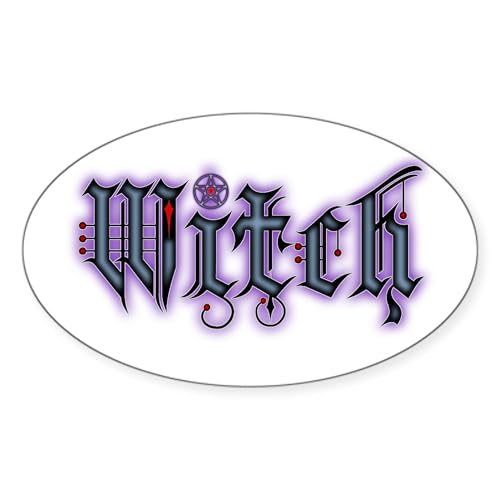 White - Witch Oval Sticker