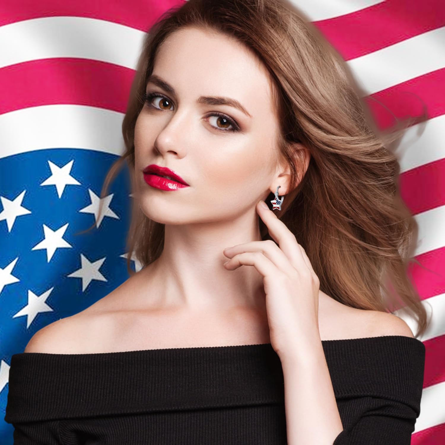 925 Sterling Silver American Flag Earrings for Women - Patriotic USA Jewelry, Perfect for 4th of July, Independence Day & Birthday Gifts | Great for Parties, Celebrations & Everyday Wear
