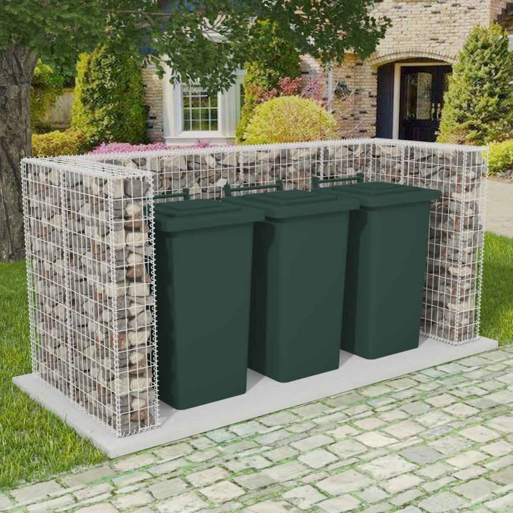 vidaXL Outdoor Garbage Can Storage - Steel Trash Can Enclosure Shed for Double Wheelie Bins | Patio, Yard & Garden Waste Management Solution | Weatherproof & Durable Design for Backyard Organization