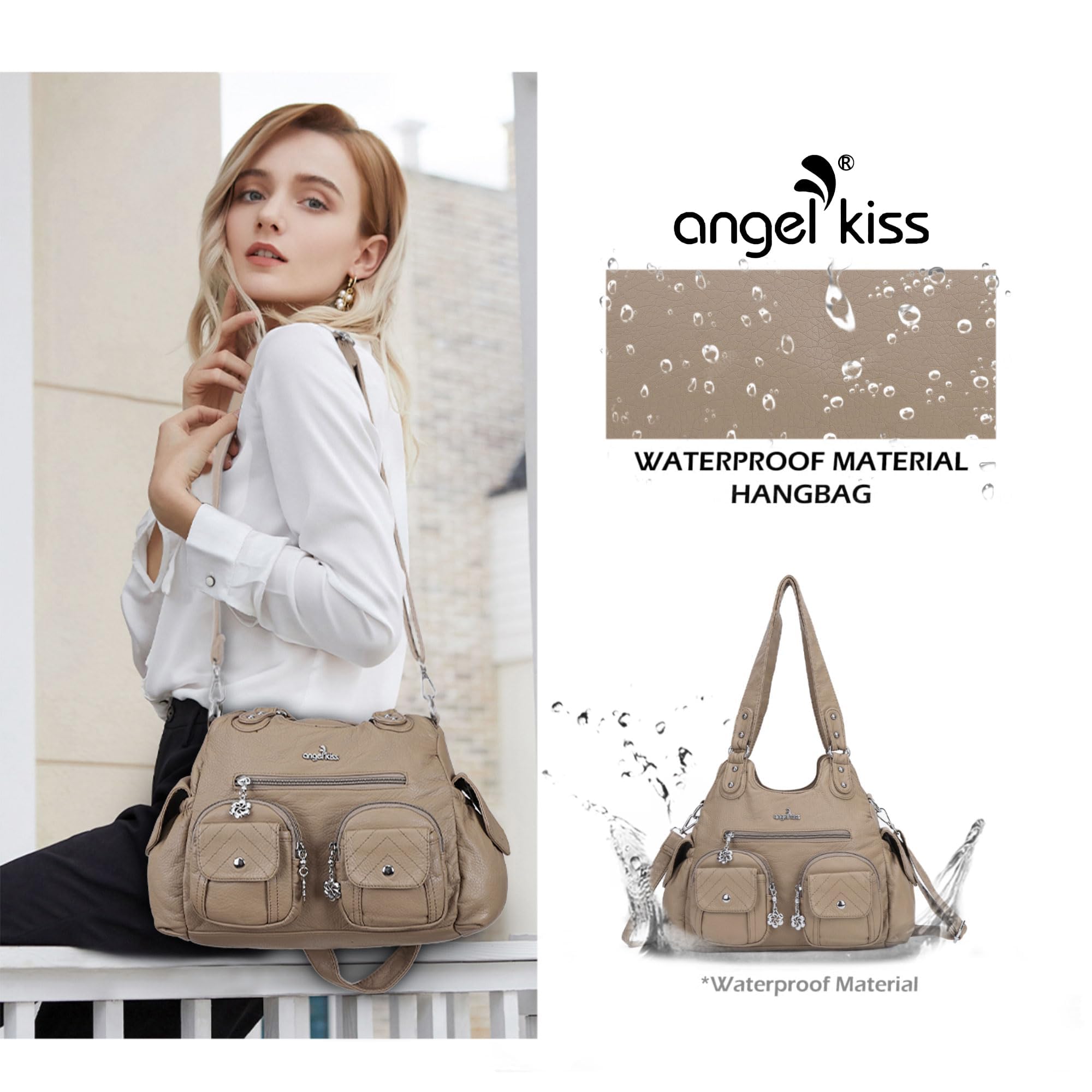 Angel Kiss Women's Large Hobo Bag - Soft PU Leather Shoulder Handbag for Ladies | Perfect for Work, Travel & Everyday Use