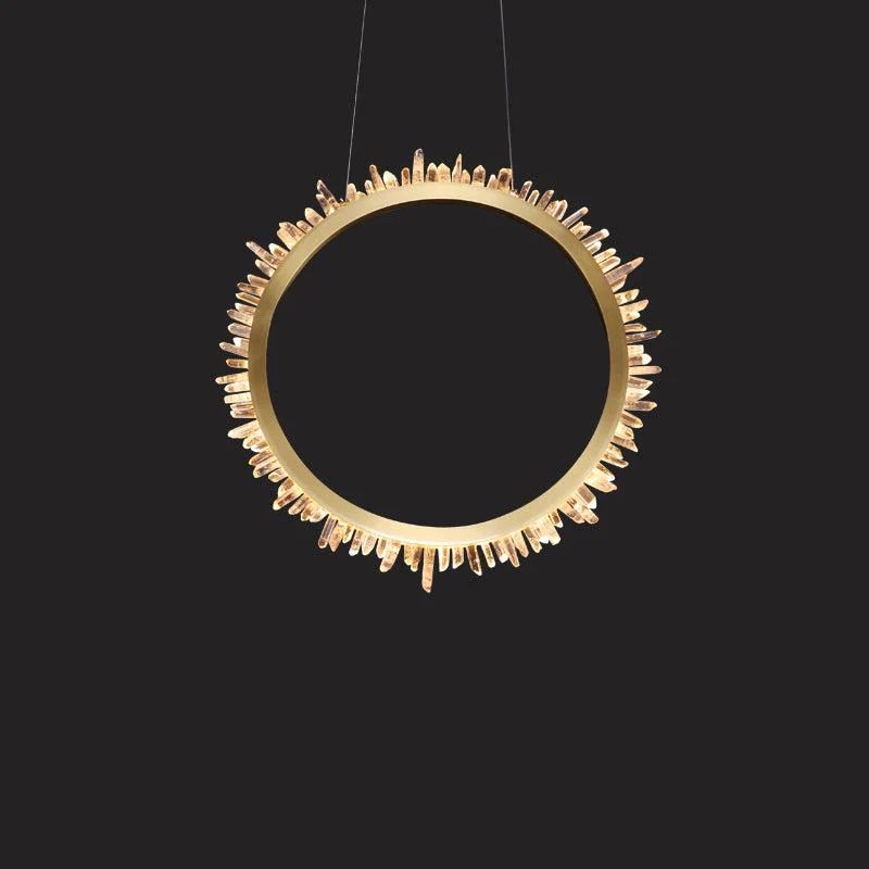 Gina Rock Crystal Ring Chandelier - Elegant Bohemian Style Ceiling Light Fixture for Living Room, Dining Room, Bedroom, and Wedding Decor