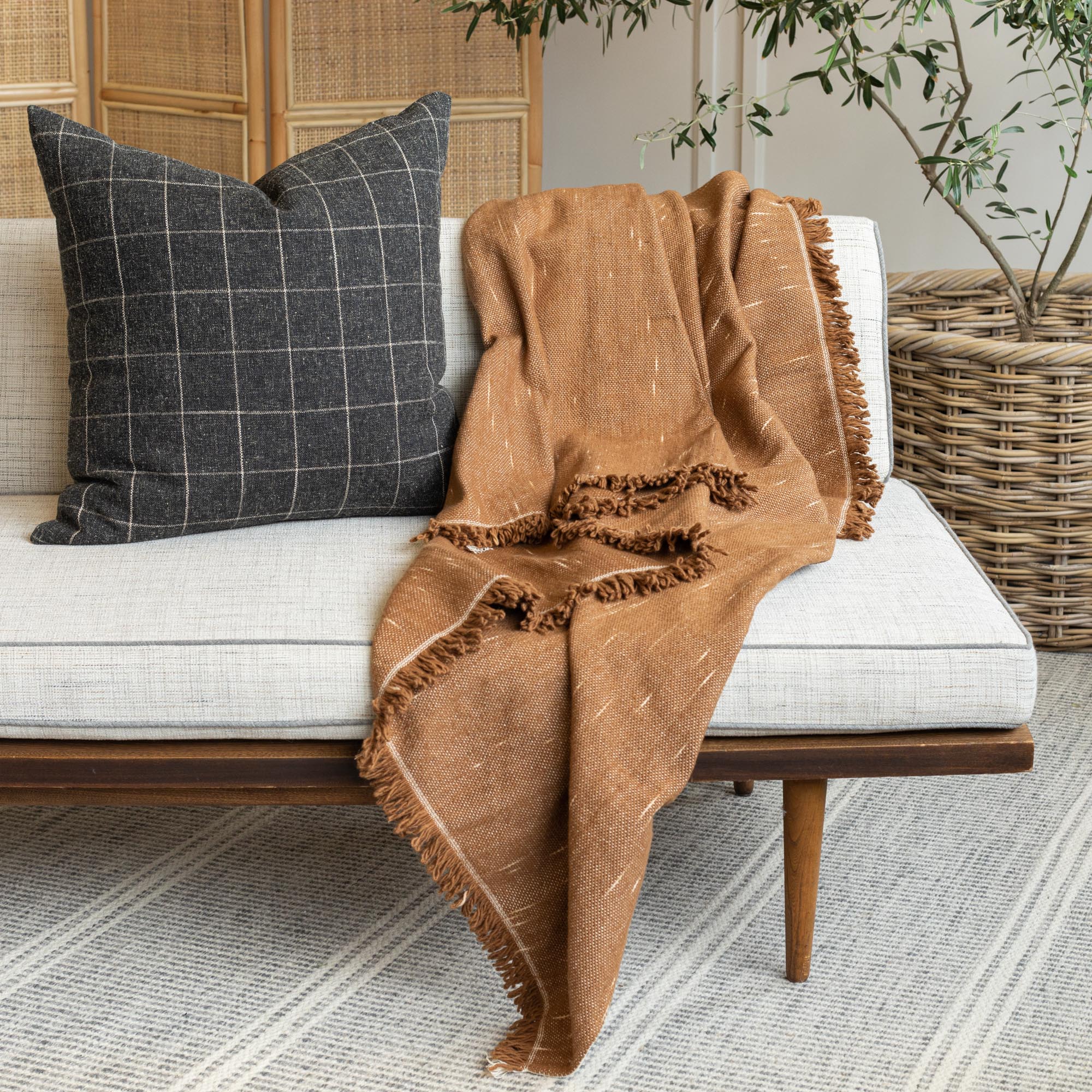Rafael Soft & Cozy Throw Blanket - Cork Pattern - Perfect for Sofa, Bed & Home Decor - Machine Washable
