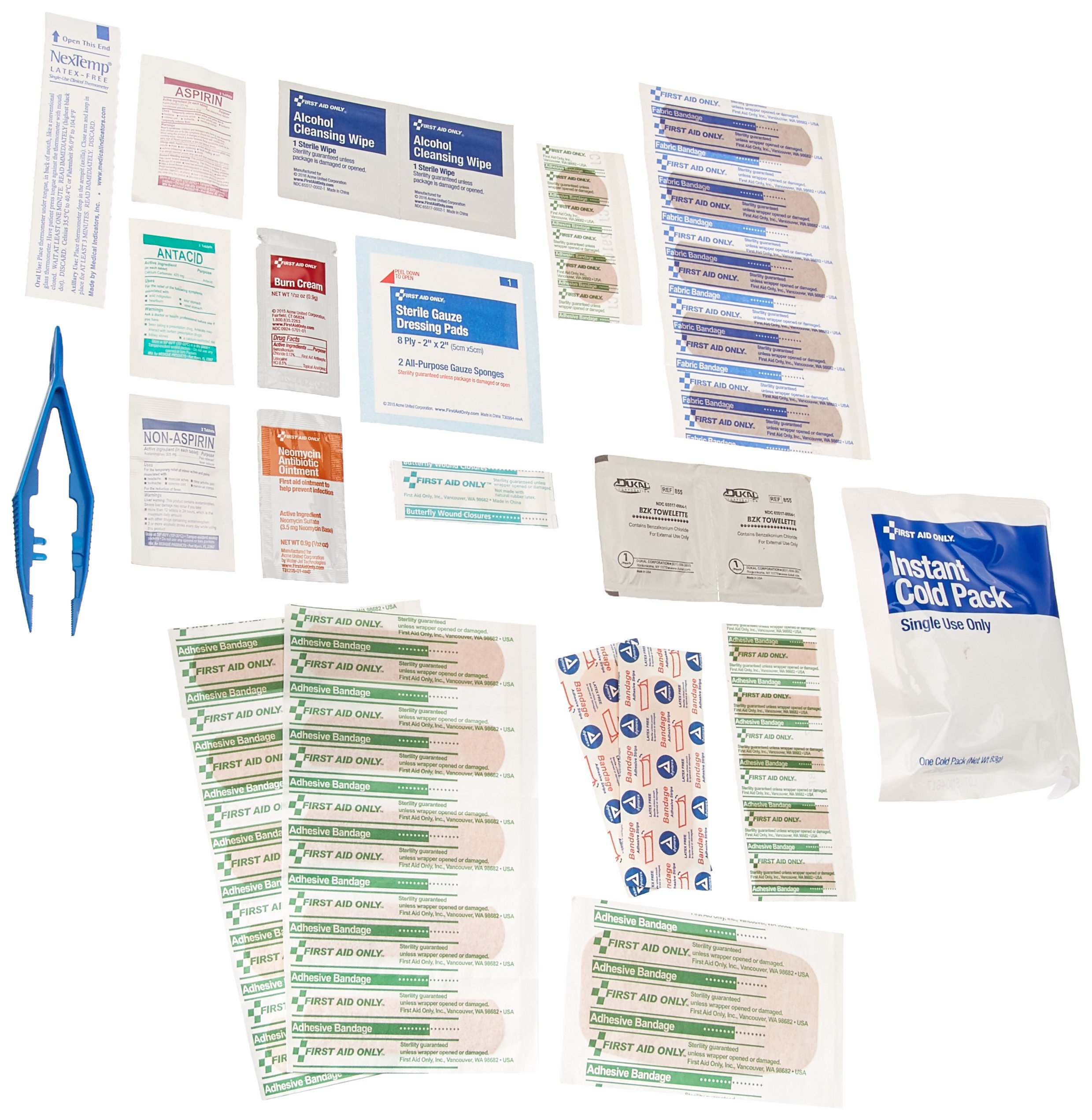 Safety Works 10068529 All Purpose First Aid Kit - 120 Pieces Emergency Medical Supplies for Home, Car, Office & Travel - Essential First Aid Kit for Cuts, Burns & Injuries