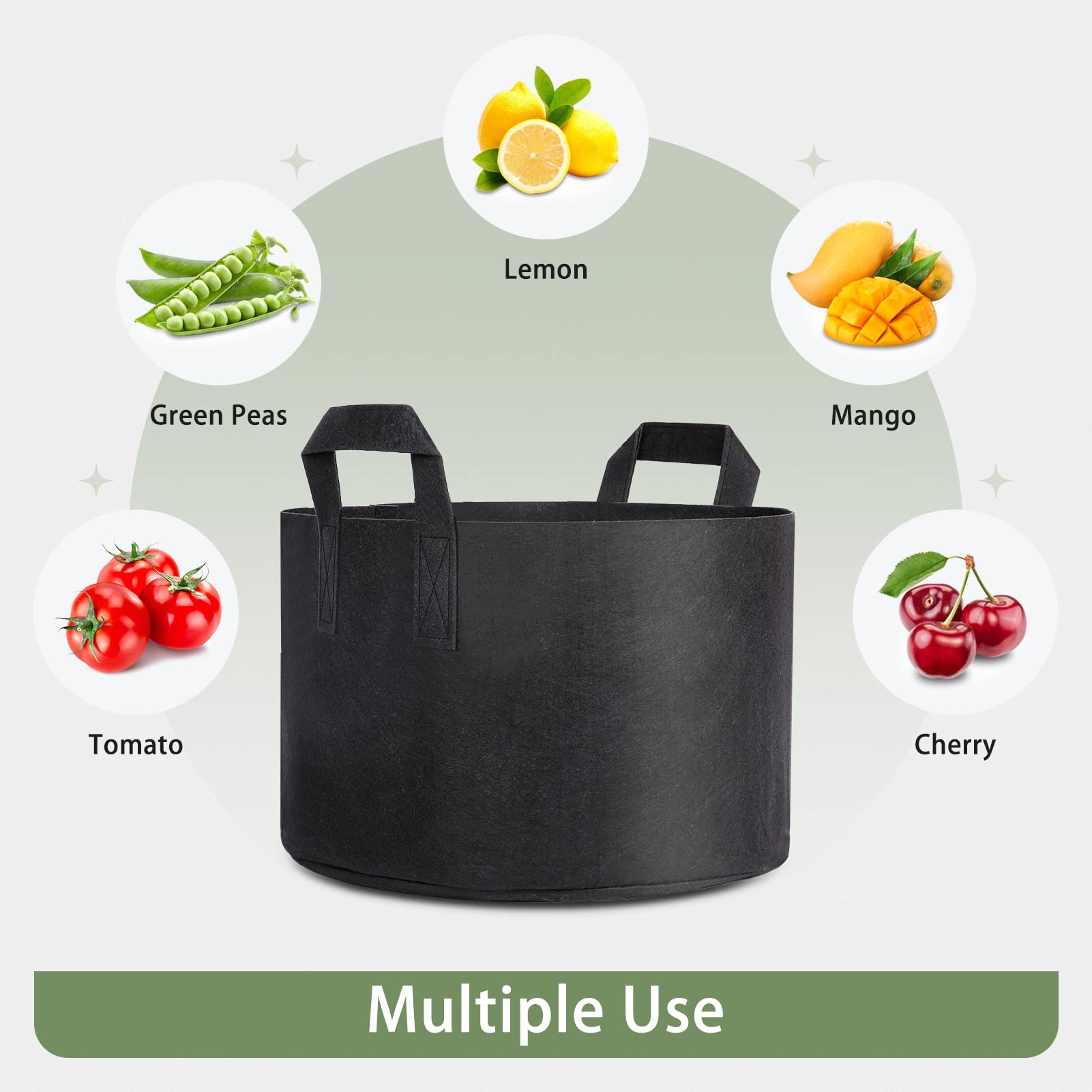 GreatBuddy 15 Gallon Grow Bags 12-Pack - Heavy Duty Fabric Plant Pots with Sturdy Handles & Reinforced Stitching - Includes Free Plant Labels - Ideal for Vegetables, Fruits, Flowers & Indoor/Outdoor Gardening