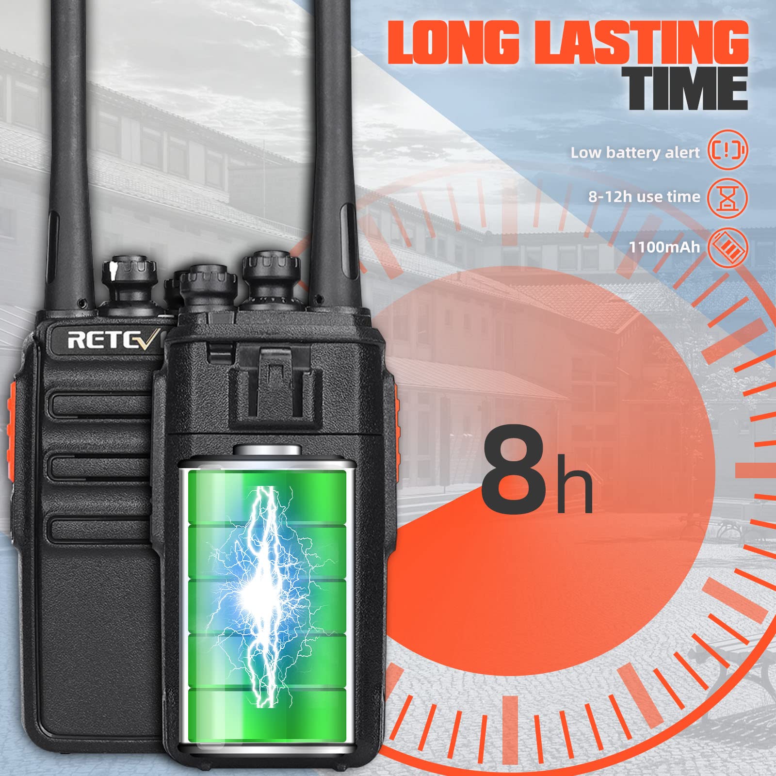 Retevis H-777S Long Range Walkie Talkies for Adults - 10 Pack Two Way Radios with Earpiece & Mic, USB Rechargeable, FRS Handheld Radios for School Security, Church Events, Construction Sites and Outdoor Adventures