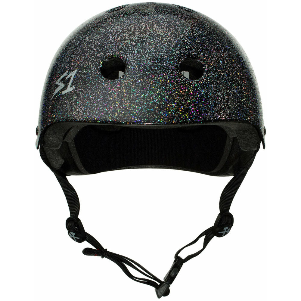 S One Lifer MEGA Helmet - Black Glitter | Premium Skateboard & Scooter Safety Gear for Kids & Adults | Perfect for Skate Parks, Scooter Riding & Extreme Sports