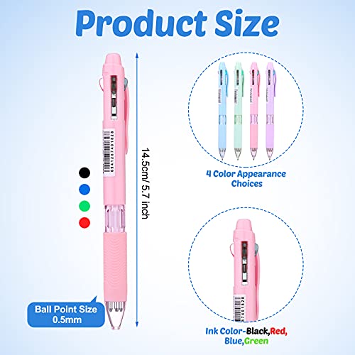 4-in-1 Multicolor Retractable Ballpoint Pens (0.7mm Fine Point) - 16 Pack Colored Gel Ink Pens for Writing, Note Taking, Journaling & Marking - Perfect for School, Office & Art Projects