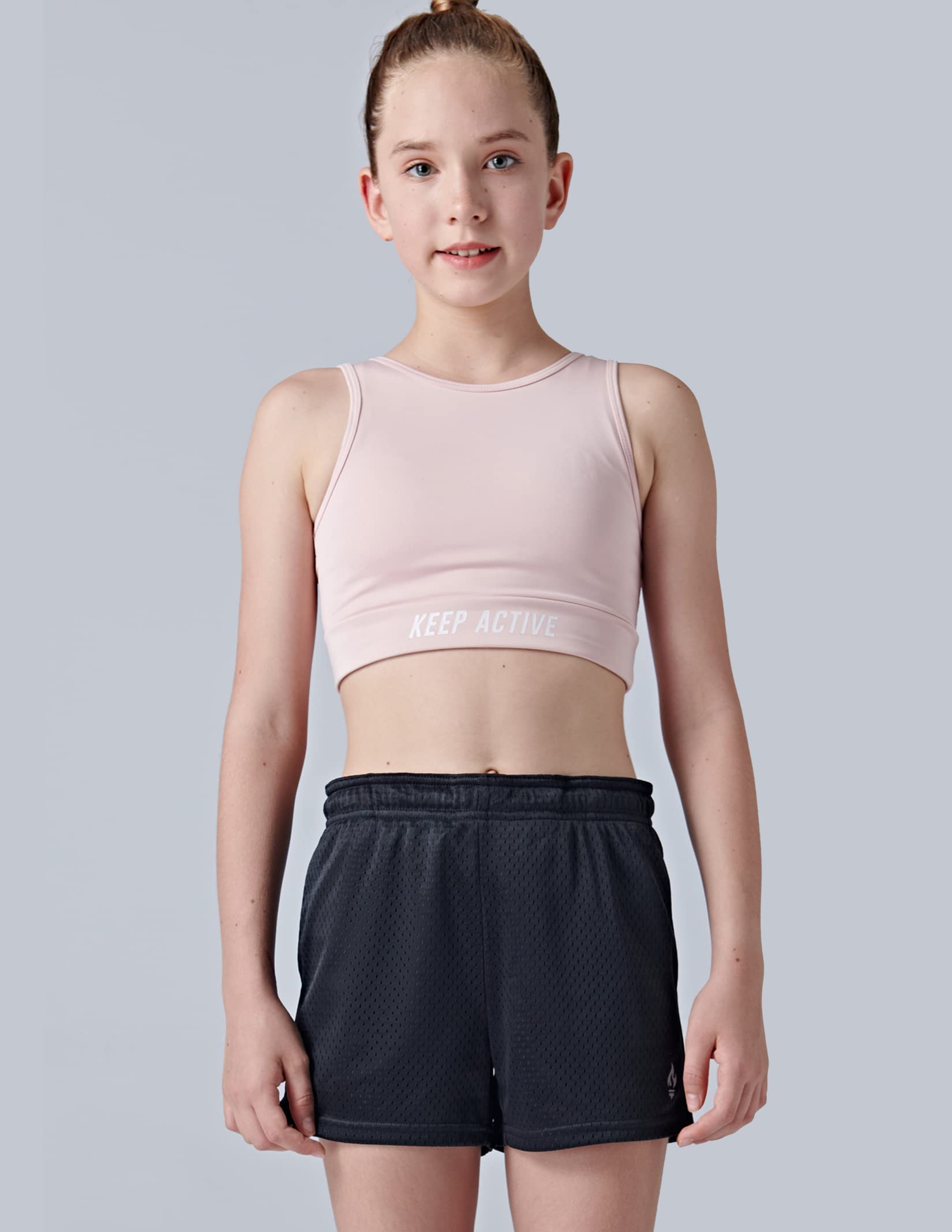4 Pack Girls Athletic Shorts with Pockets - 3 Inch Quick Dry Running Shorts for Kids & Teens - Perfect for Soccer, Basketball & Outdoor Sports Activities
