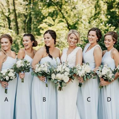 Elegant Mismatched Pale Blue Chiffon Long Bridesmaid Dresses - WG363 | Affordable Wedding Party Gowns for Bridesmaids, Formal Events & Special Occasions