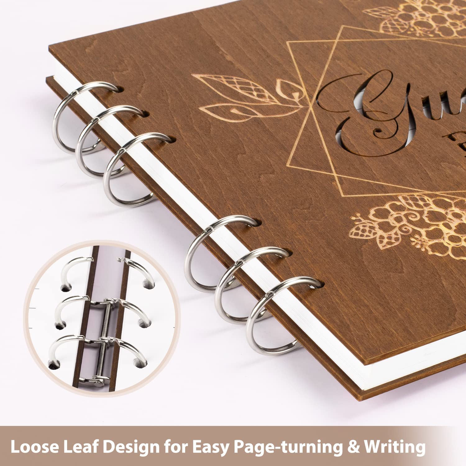 Premium Creawoo Wooden Wedding Guest Book Set - Hardcover Memory Album with 90 White Pages, Table Sign, Pen & Holder - Perfect for Weddings, Baby Showers, Birthdays & Bridal Showers - Elegant Guest Registry for Reception, Anniversary & Special Events