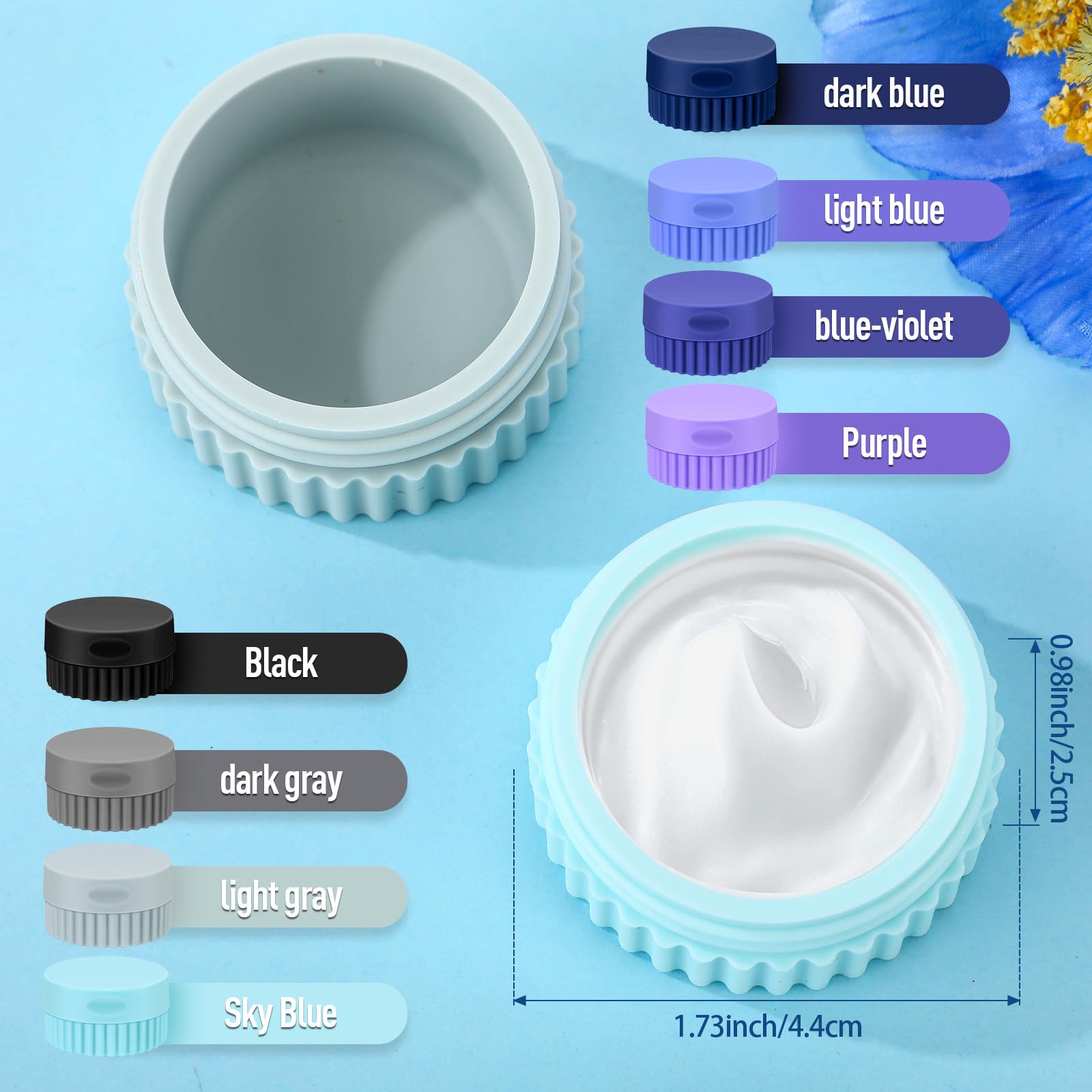 8-Piece Small Silicone Cream Jars with Lids (0.7oz/20ml) - Leakproof Travel Containers for Toiletries, Mini Refillable Cosmetic Jars for Moisturizer, Makeup, Face & Body Care - Perfect for Travel, Gym & Home Use (Stylish Colors)