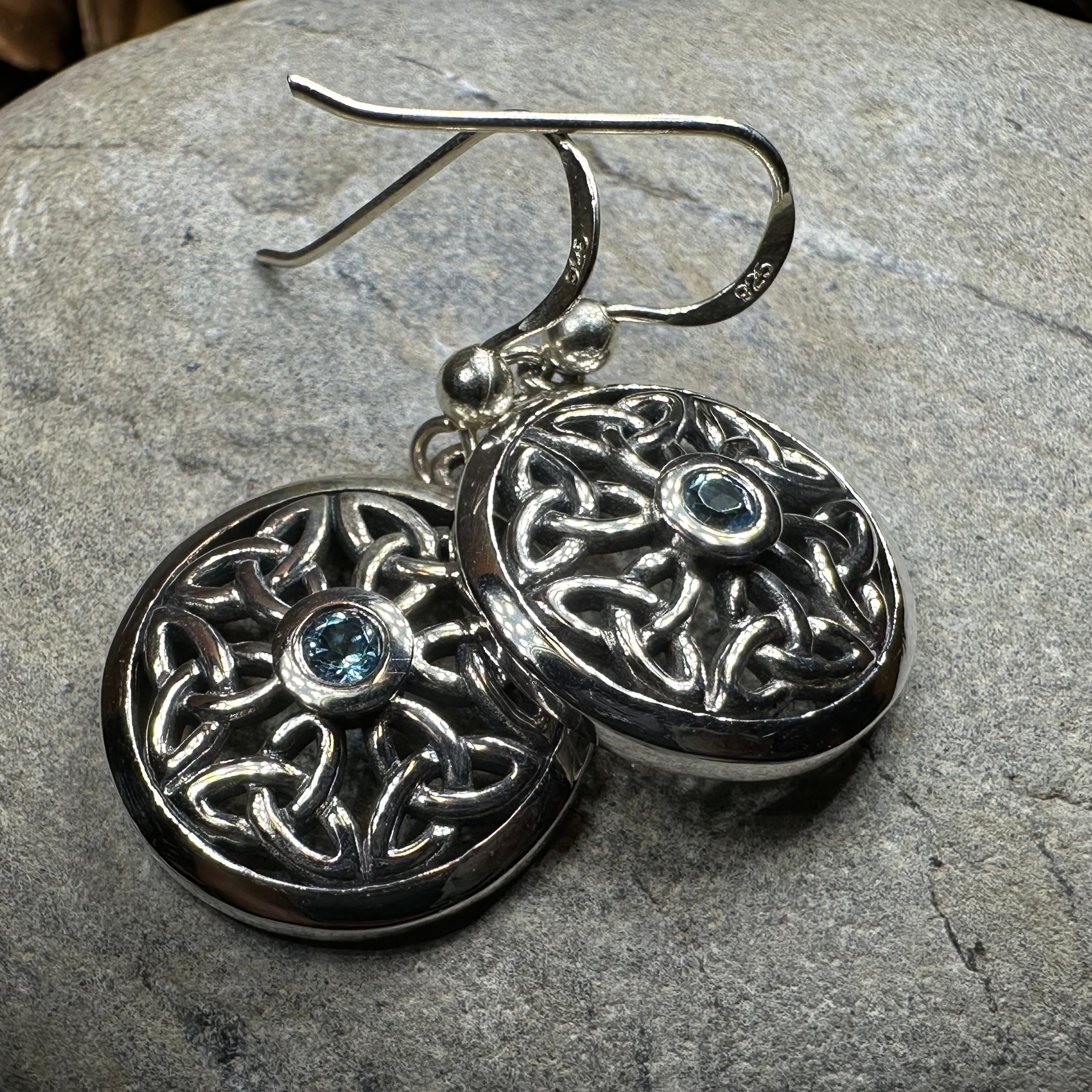Blue Sky Trinity Knot Earrings - Sterling Silver Celtic Jewelry for Women | Perfect for Weddings, Gifts & Everyday Wear