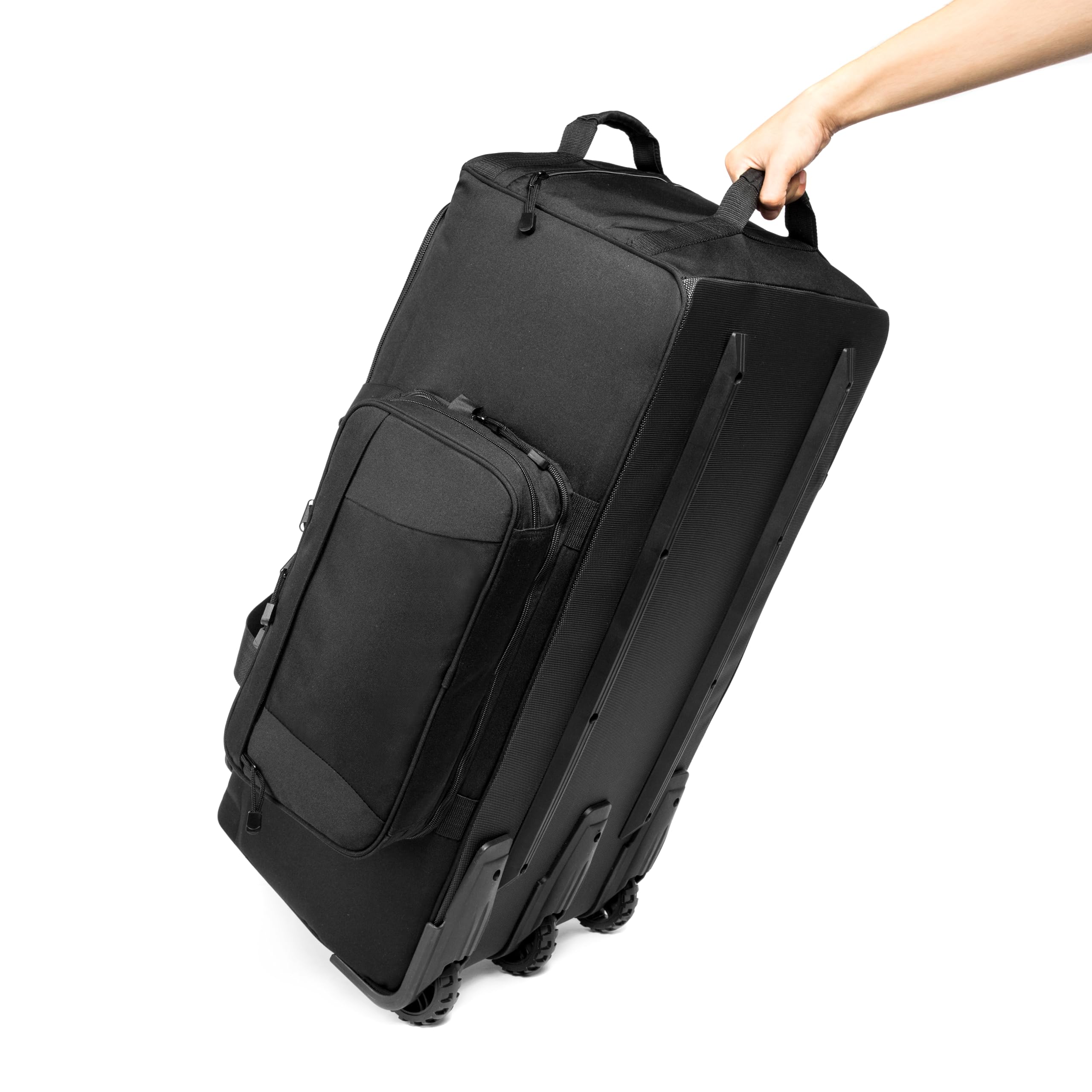120L Tactical Duffle Bag with Wheels - Large Rolling Military Gear Bag with Handle for Travel, Camping & Outdoor Adventures (Black)
