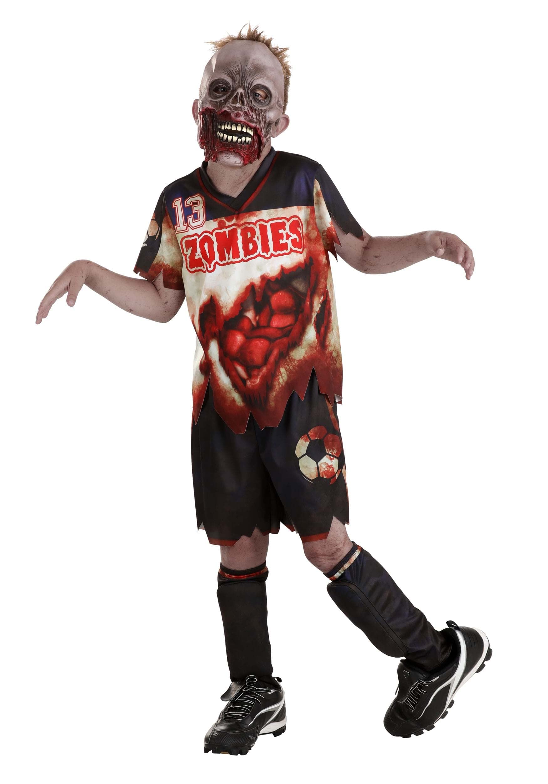 Kids Zombie Soccer Player Halloween Costume - Scary & Fun Outfit for Boys & Girls - Perfect for Halloween, Cosplay & Themed Parties