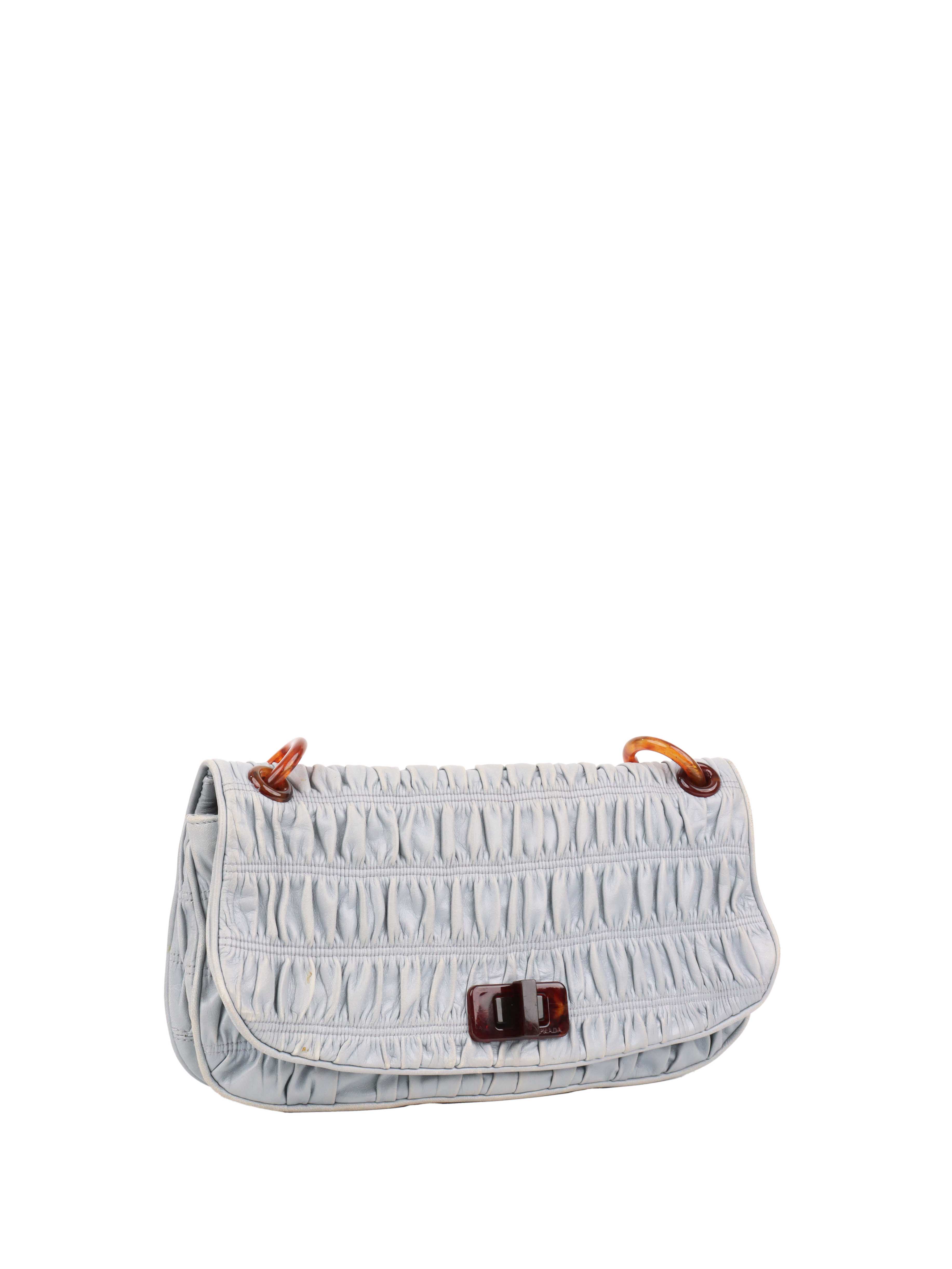 Prada Light Blue Shoulder Bag for Women | Genuine Leather Crossbody Purse | Fashionable Handbag for Work, Travel & Evening Out