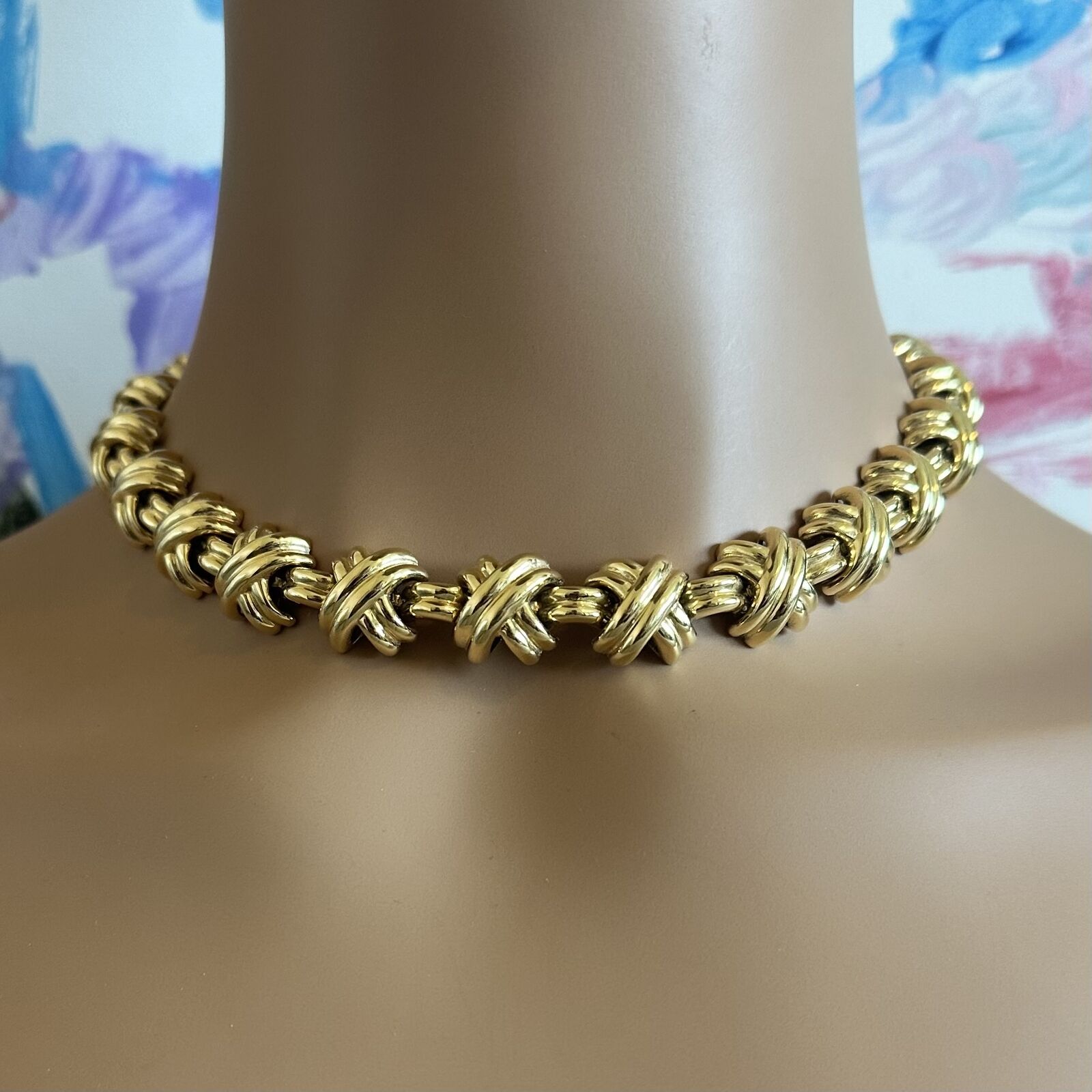 Vintage Tiffany & Co. 18k Yellow Gold Large X Classic Signature Necklace | Elegant Jewelry for Women | Perfect for Weddings, Anniversaries & Special Occasions