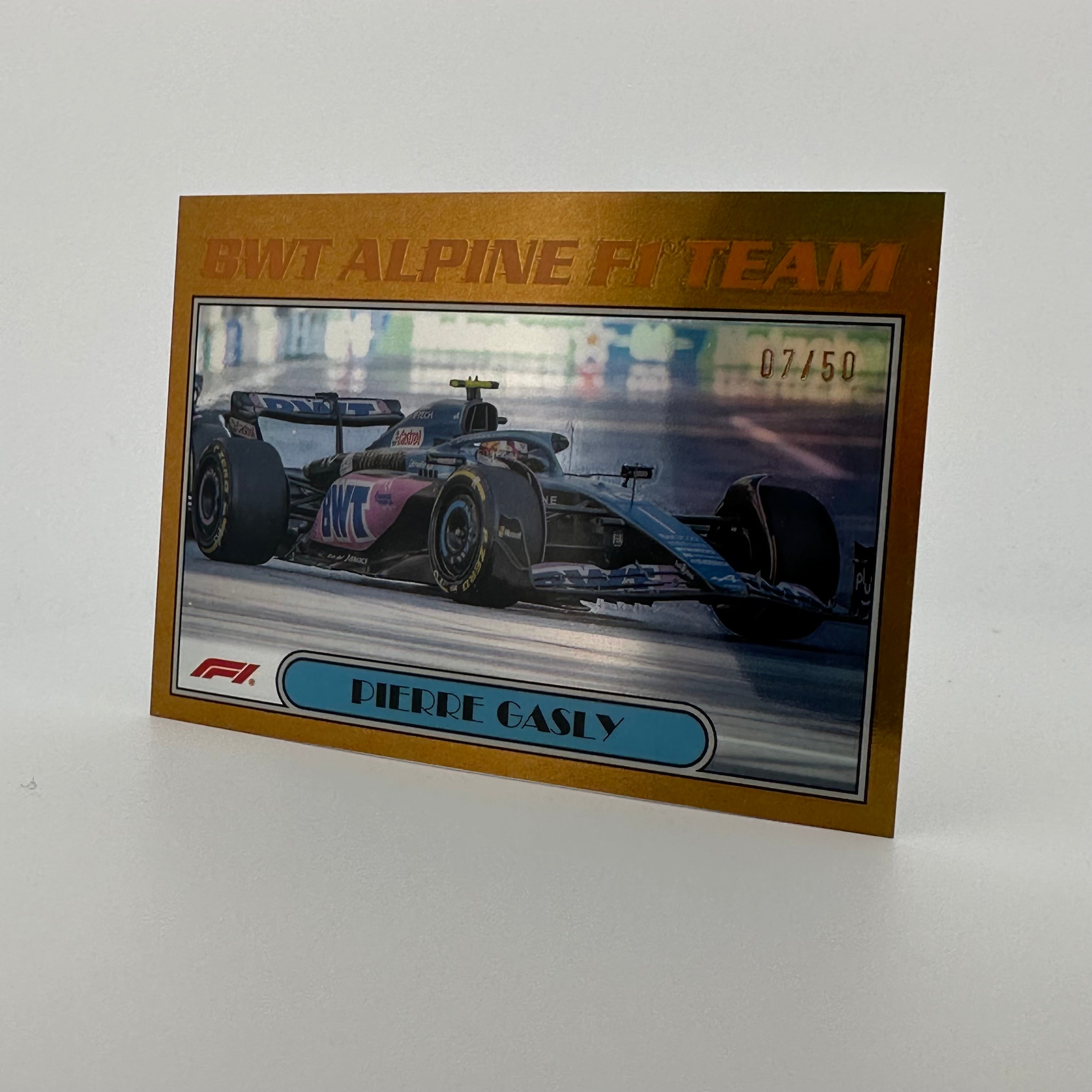 2023 Topps Chrome Formula 1 Pierre Gasly #AU77 Gold Parallel 7/50 - Rare F1 Trading Card for Collectors & Racing Fans - Perfect for Display, Trading, and Investment