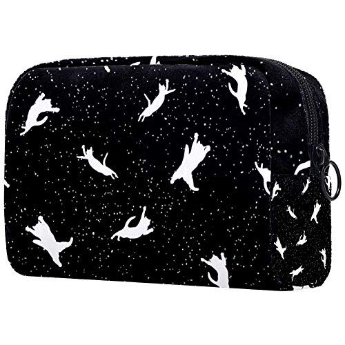 Space Cats Makeup Bag - Waterproof Cosmetic & Toiletry Travel Organizer for Women | Portable Storage Case for Makeup Brushes, Lipsticks, Skincare Products | Perfect for Travel, Gym & Daily Use