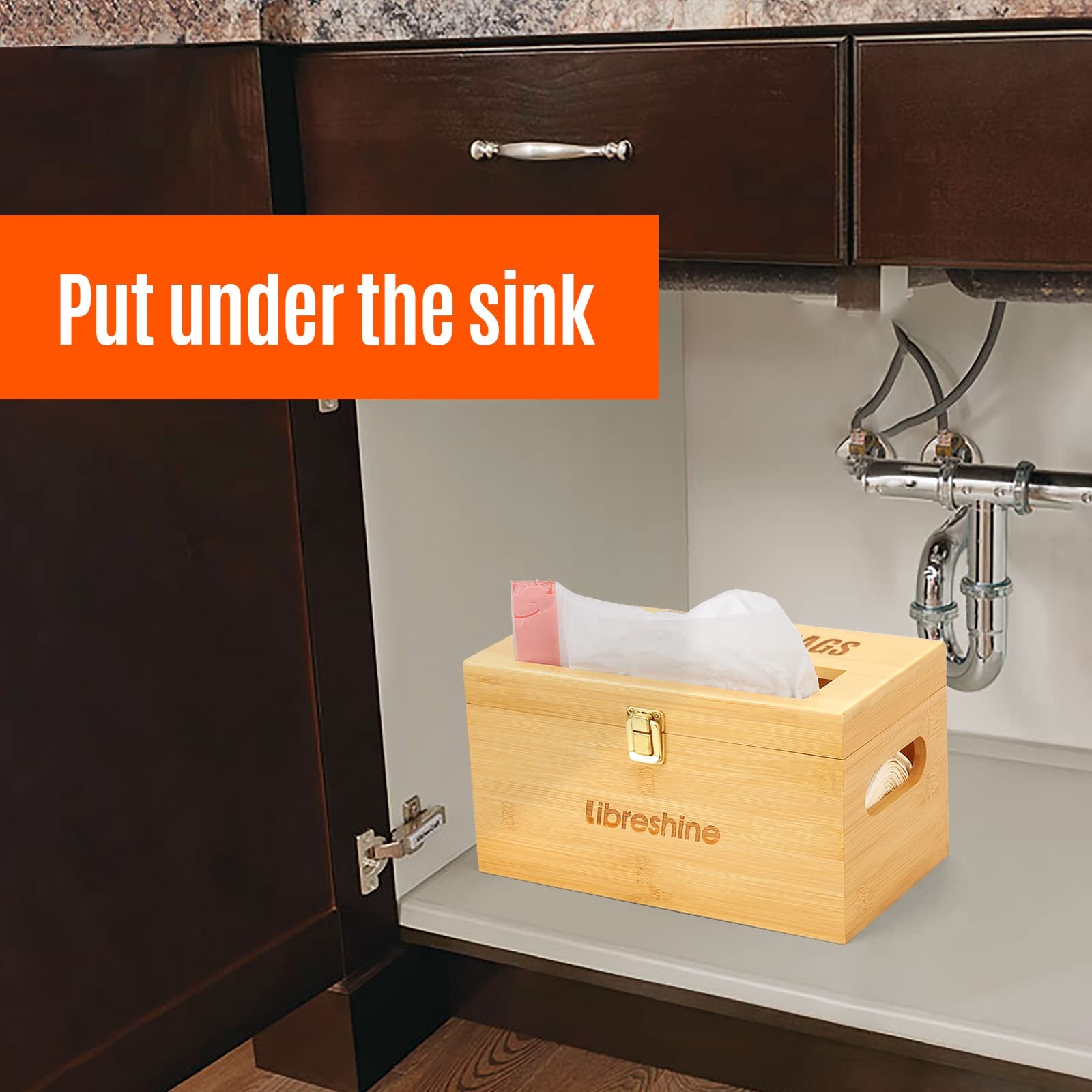 Extra Large Bamboo Trash Bag Dispenser Roll Holder - Fits Costco & Sam's Club Jumbo Rolls, Under-Sink Cabinet & Wall Mount Organizer - Garbage Bag Storage for Kitchen, Pantry, Garage - Perfect for Home, Office & RV Organization
