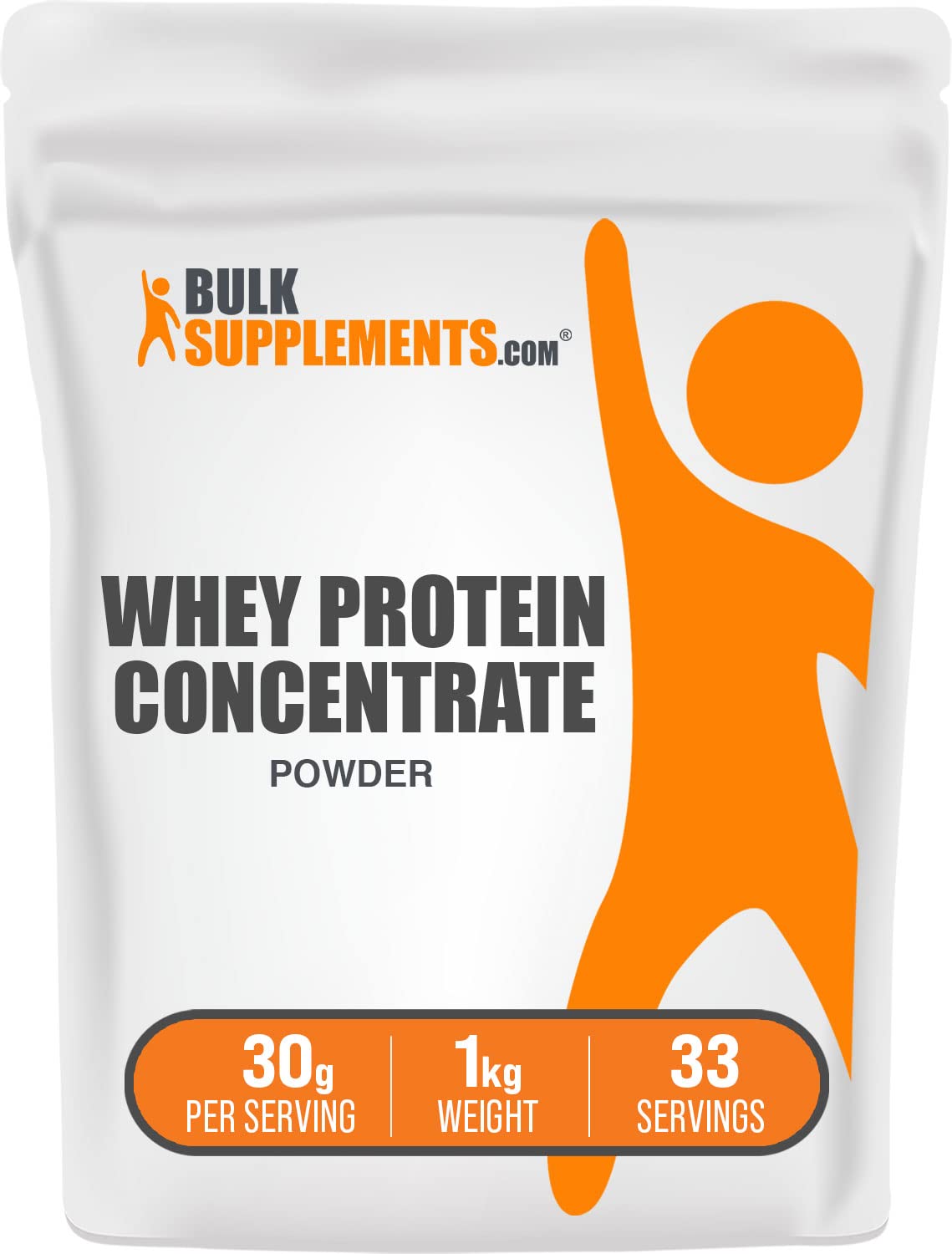 BulkSupplements Pure Whey Protein Concentrate Powder - Unflavored, Unsweetened, Gluten Free Protein Supplement - 30g per Serving, 1kg (2.2 lbs) - Ideal for Muscle Recovery, Post-Workout & Baking Recipes