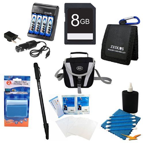 High-Capacity AA Battery Kit with Rapid Charger - Compatible with Fujifilm S2950/S4200/S4500, Canon SX160, GE X500 Cameras - Includes 4x 3100mAh AA Batteries, 8GB SD Card, Camera Case & Monopod - Perfect for Travel Photography & Outdoor Adventures