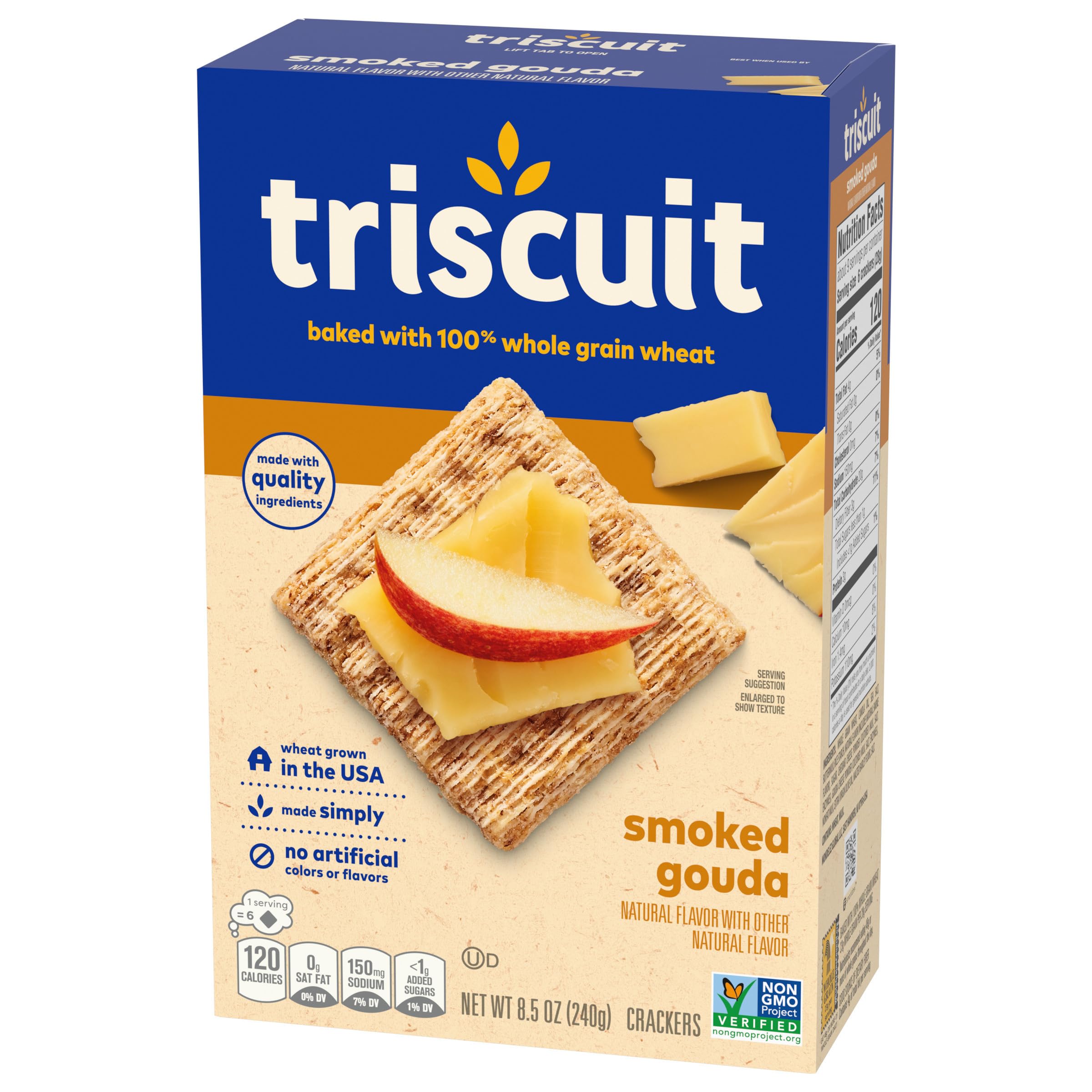 Triscuit Smoked Gouda Whole Grain Wheat Crackers - Healthy Lunch Snacks & Party Crackers (8.5 oz) | Perfect for Office, School & Picnics