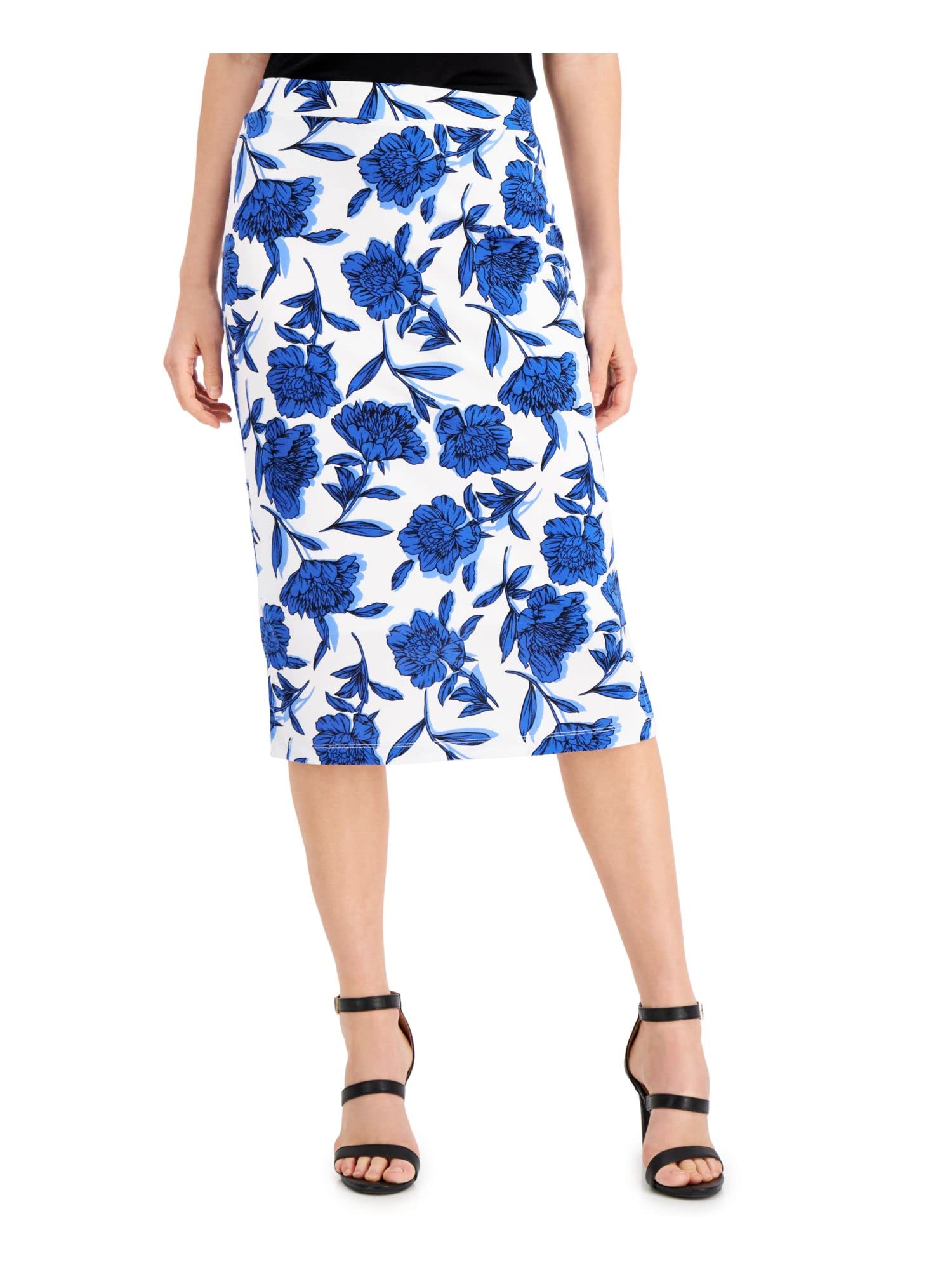 Kasper Women's Floral Printed Midi Skirt - Slim Fit with Side Slits & Lined Moss Crepe Fabric | Perfect for Office Wear, Date Nights & Spring Outfits