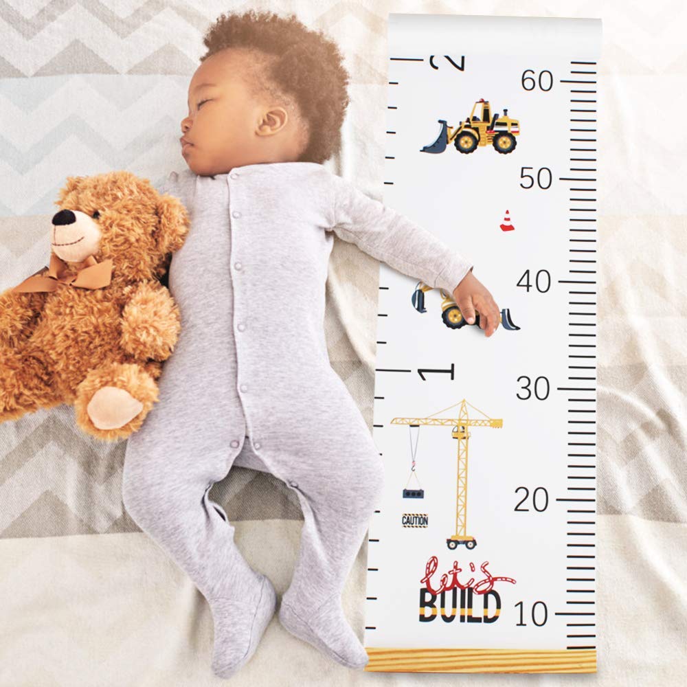 6.5 ft Kids Growth Height Chart with Hanging Hook - Removable Canvas Growth Ruler for Children (200cm x 20cm) - Perfect for Nursery, Bedroom & Playroom Wall Decor