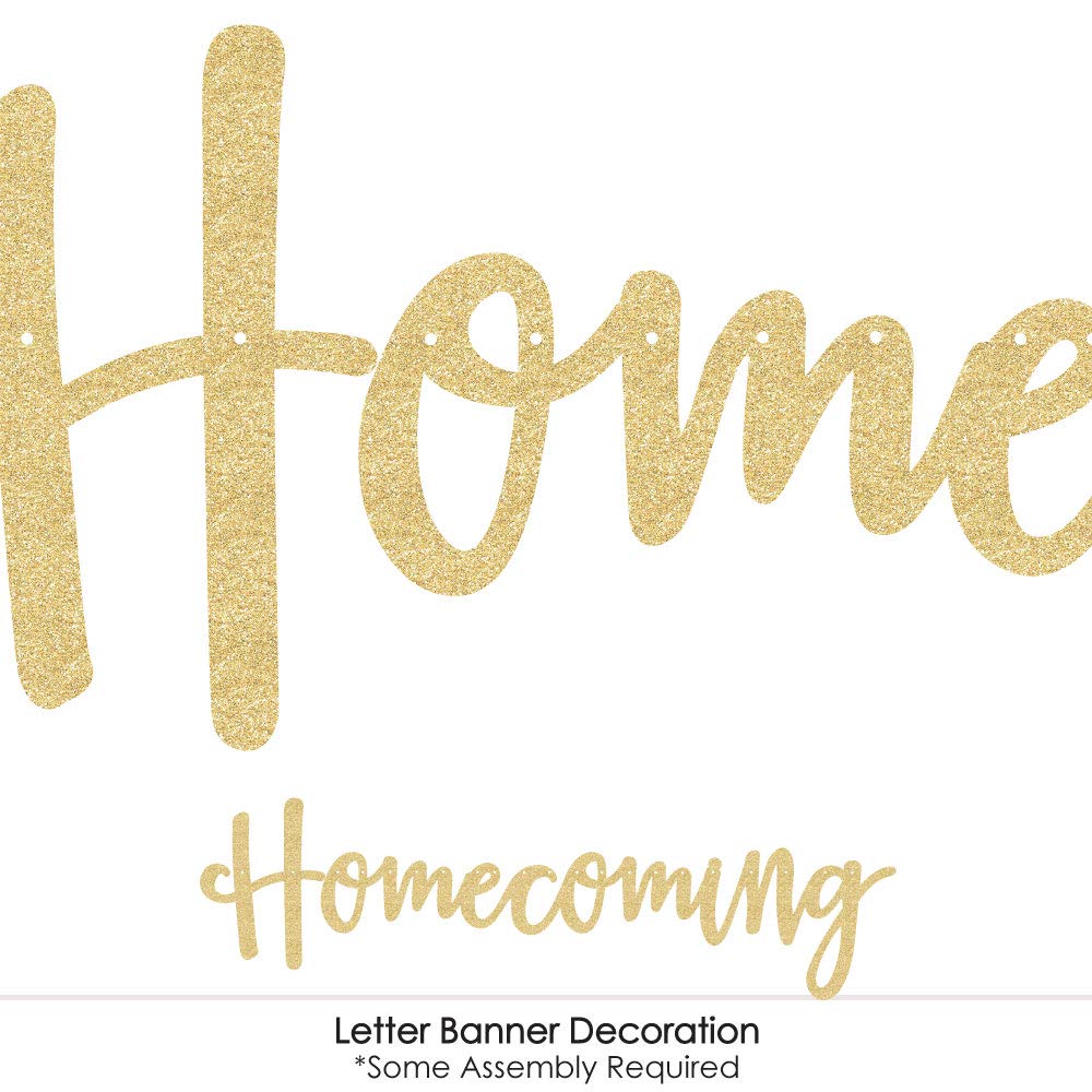 Big Dot of Happiness Homecoming Dance Party Banner - Gold Glitter Cutouts for School Dance Decorations (36 Pieces) - Perfect for Homecoming, Prom, School Dances & Party Backdrops