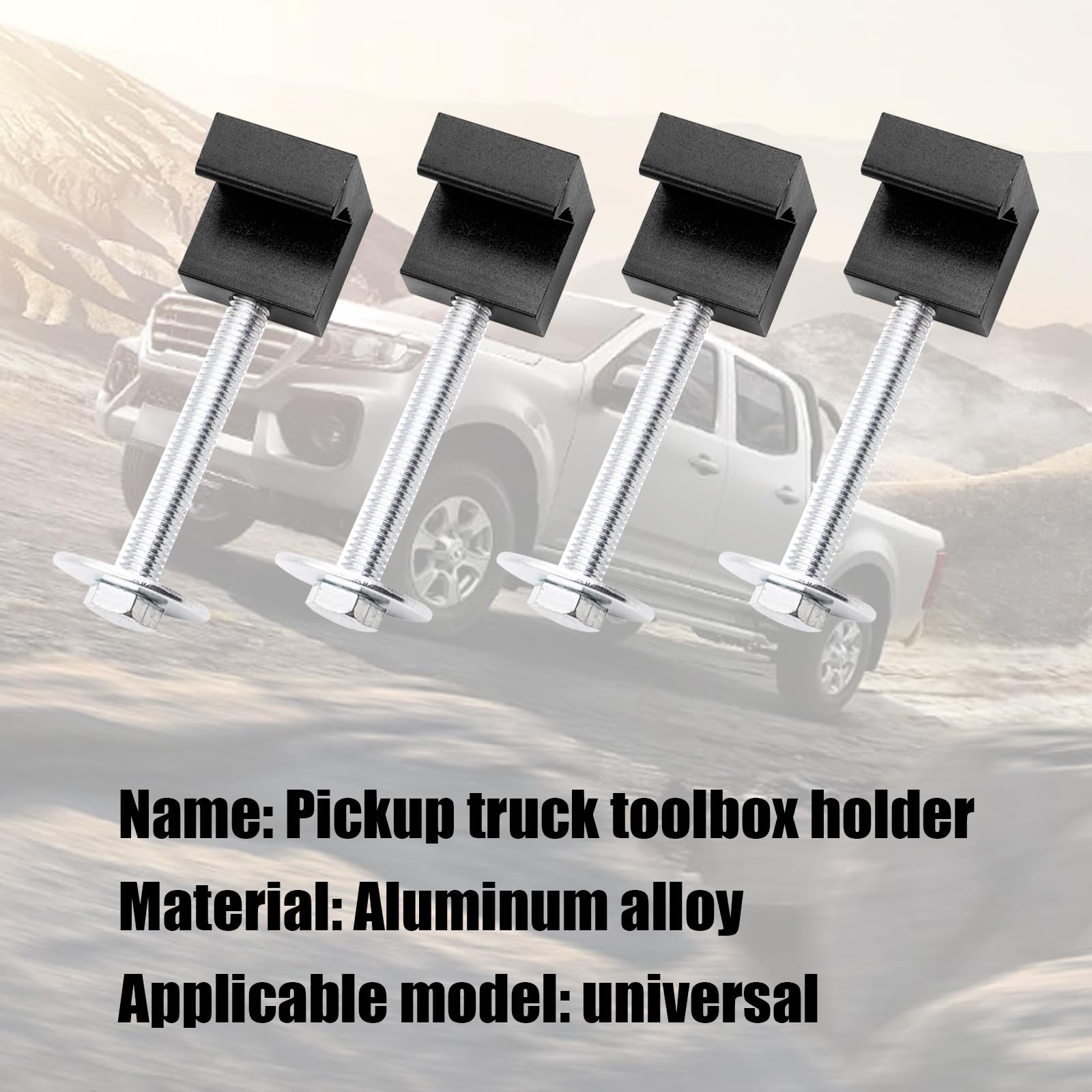 4 PCS Heavy Duty Aluminum Alloy Truck Tool Kit - Universal J Hook Mounting Set for Pickup & Work Trucks (Black) | Perfect for Roadside Repairs, Construction & Off-Road Adventures