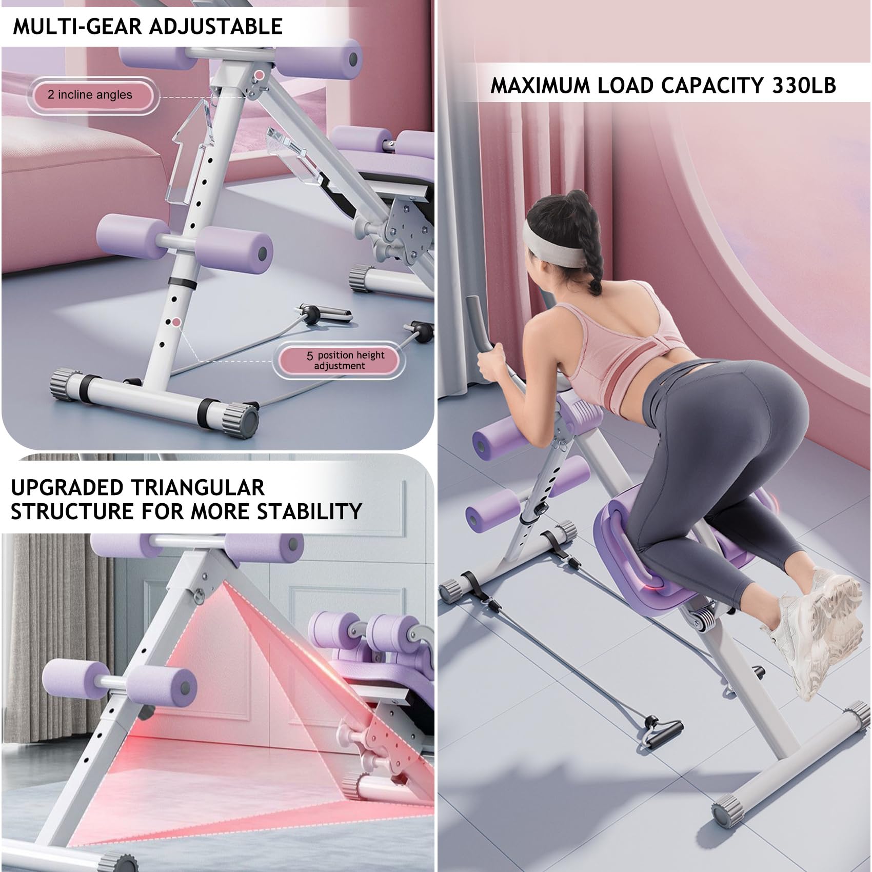Wooa Ab Machine - Adjustable Ab Trainer for Core Workouts, Home Gym Equipment for Stomach & Waist Toning | Perfect for Home Fitness, Office Workouts & Strength Training