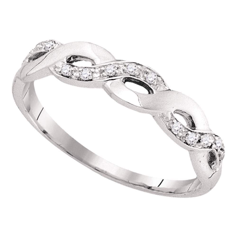 Dazzlingrock 10K White Gold Women's Round Diamond Woven Twist Band Ring - 1/12 CTW - Elegant Wedding, Anniversary & Everyday Jewelry Gift
