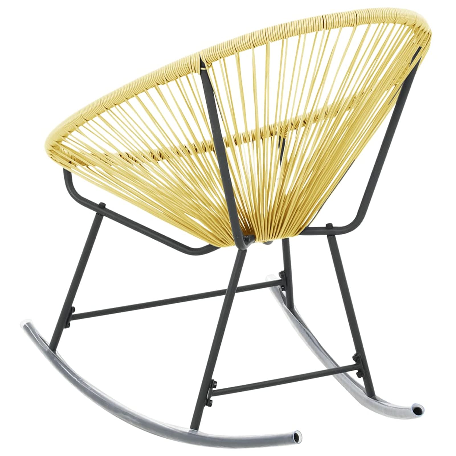 Comfortable Beige Poly Rattan Rocking Chair for Patio, Balcony & Backyard - Outdoor Garden Furniture 27.2