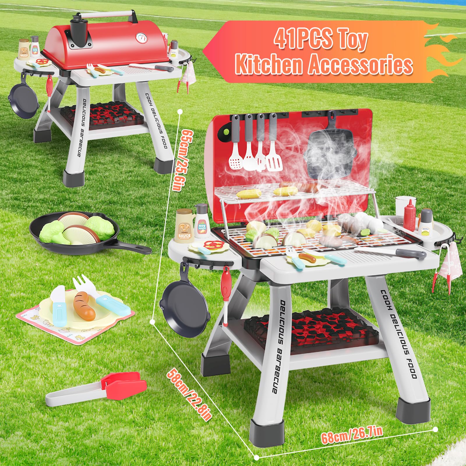 deAO Kids BBQ Grill Playset - 23.6