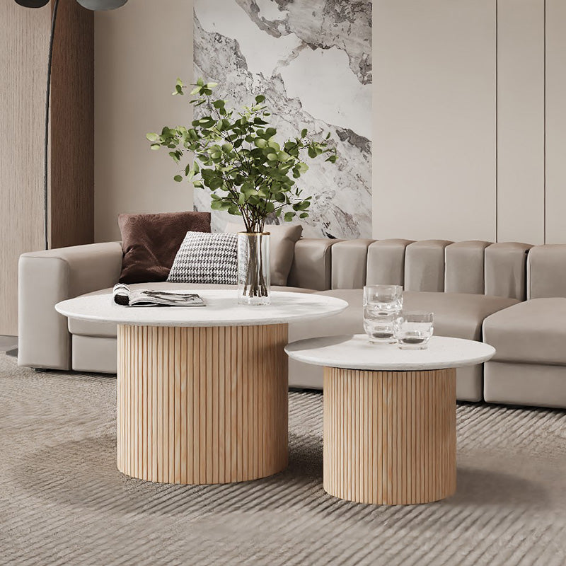 BLANCHE 60cm Side Table - Modern Terrazzo Stone End Table for Living Room, Bedroom & Office | Durable & Stylish Home Decor Accent Piece