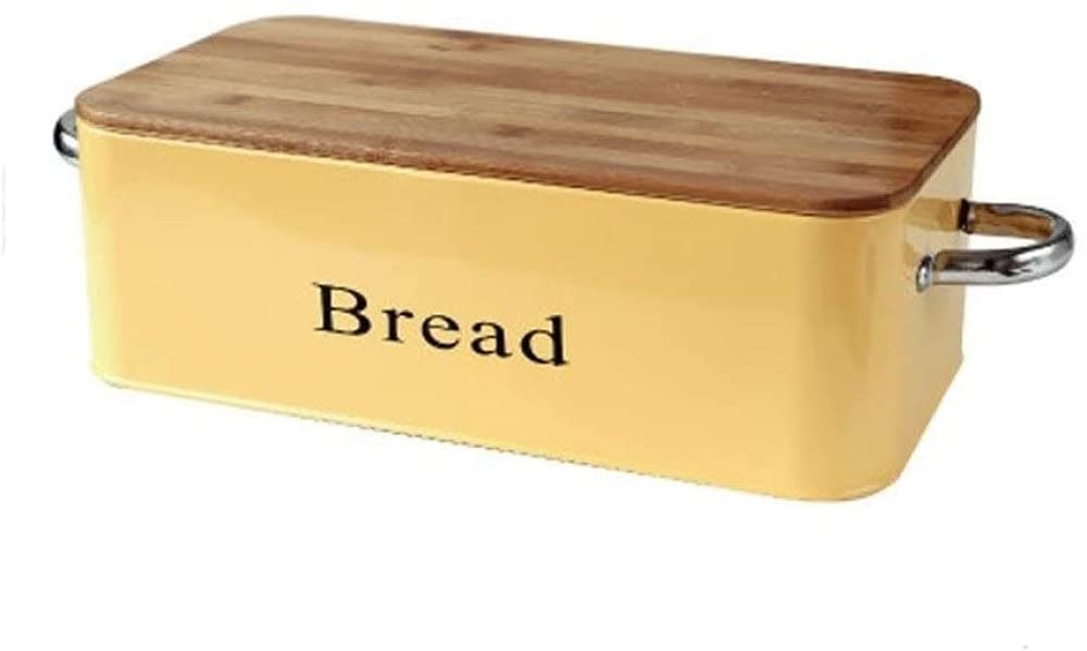 Bamboo Bread Box with Lid & Chopping Board - Yellow Bread Storage Basket for Kitchen Countertop | Perfect for Bread, Pastries & Fruit Storage