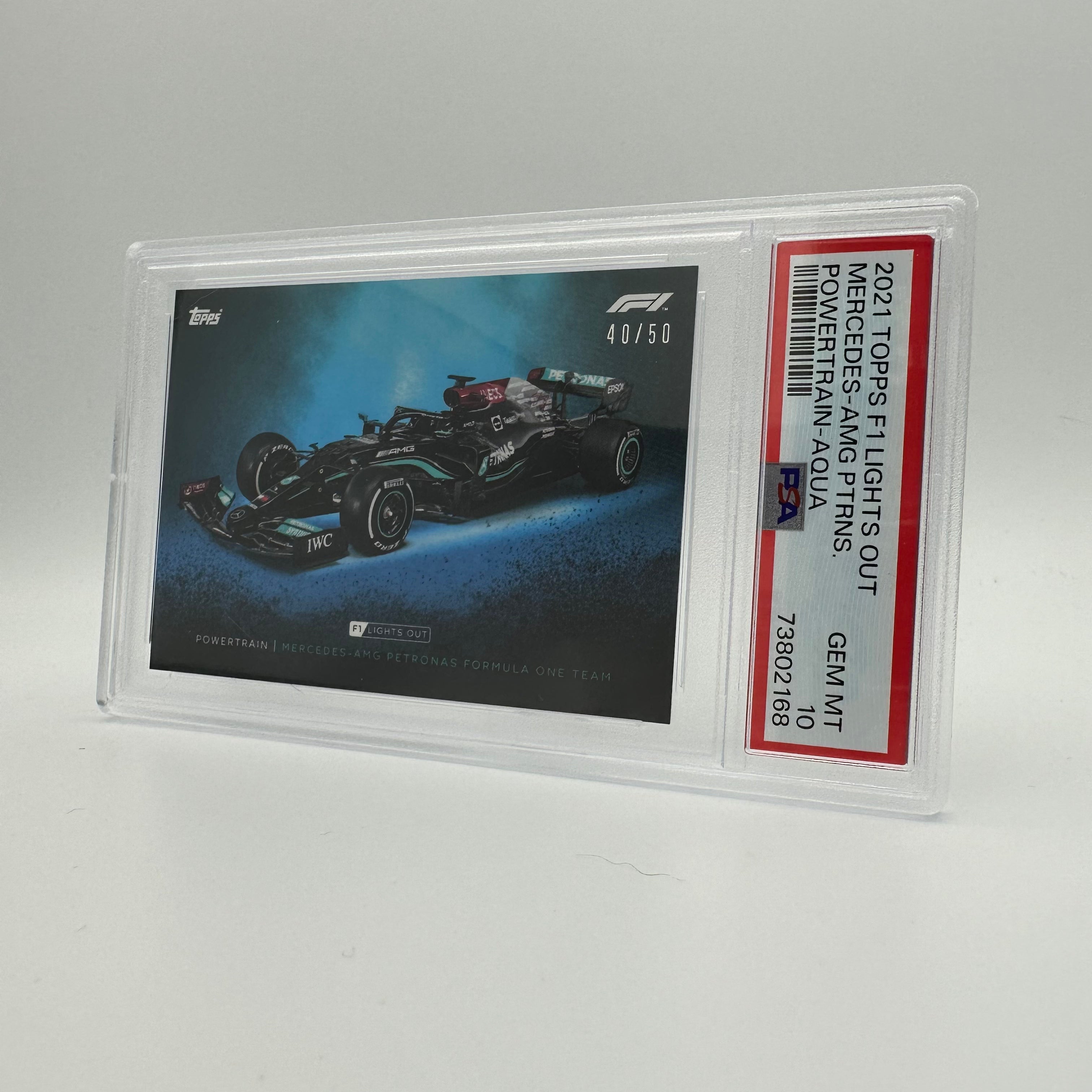 PSA 10 Graded 40/50 Mercedes AMG Petronas F1 Team PowerTrain Aqua Trading Card - Limited Edition Collectible for Formula 1 Fans & Sports Memorabilia Enthusiasts