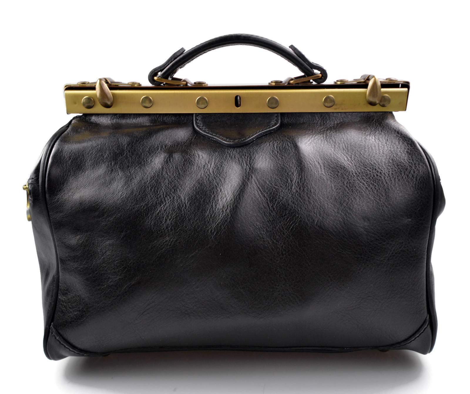 Stylish Italian Leather Doctor Bag for Women - Handheld & Shoulder Medical Purse in Black | Perfect for Work, Travel & Everyday Use
