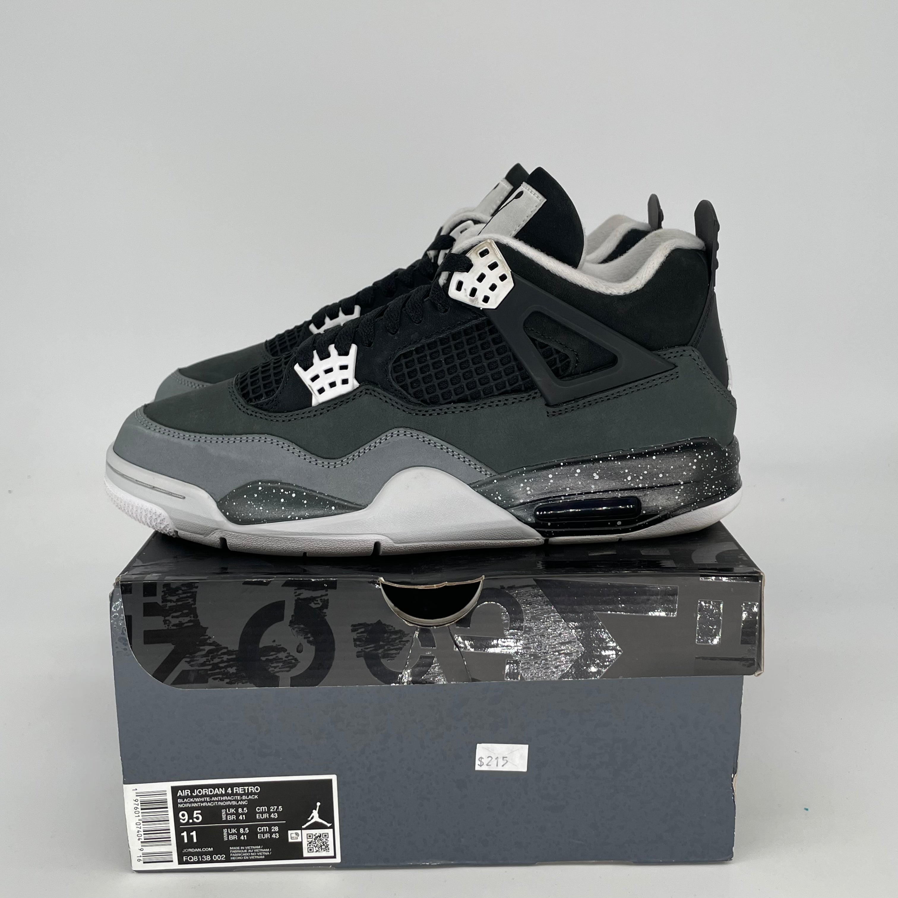 Air Jordan 4 Fear Sneakers - Men's Size 9.5/Women's 11 - Style FQ8138-002 | Basketball Shoes for Streetwear & Casual Outfits