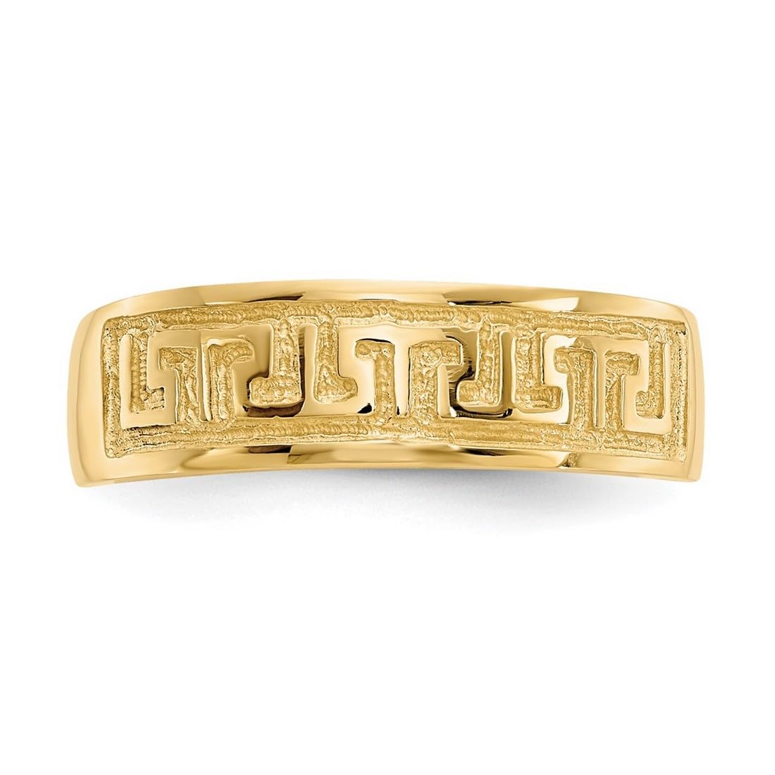 14k Yellow Gold Satin Polished Greek Key Toe Ring for Women - Elegant Foot Jewelry for Beach, Sandals & Summer Outfits