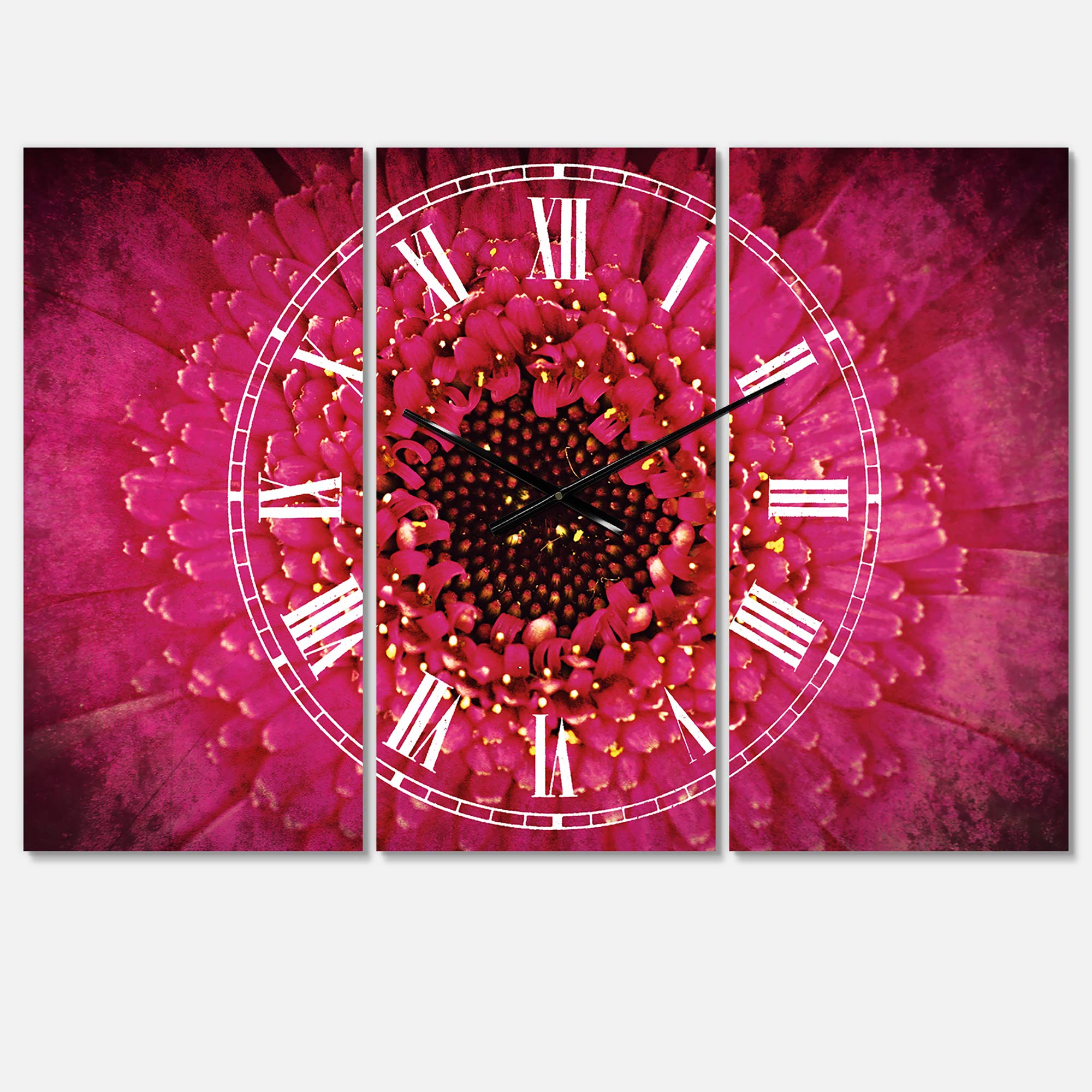 Designart Vintage Flowers II Round Metal Wall Clock - Cottage Style Decorative Wall Art for Home, Living Room, Bedroom & Office | Perfect for Farmhouse, Boho & Vintage Decor