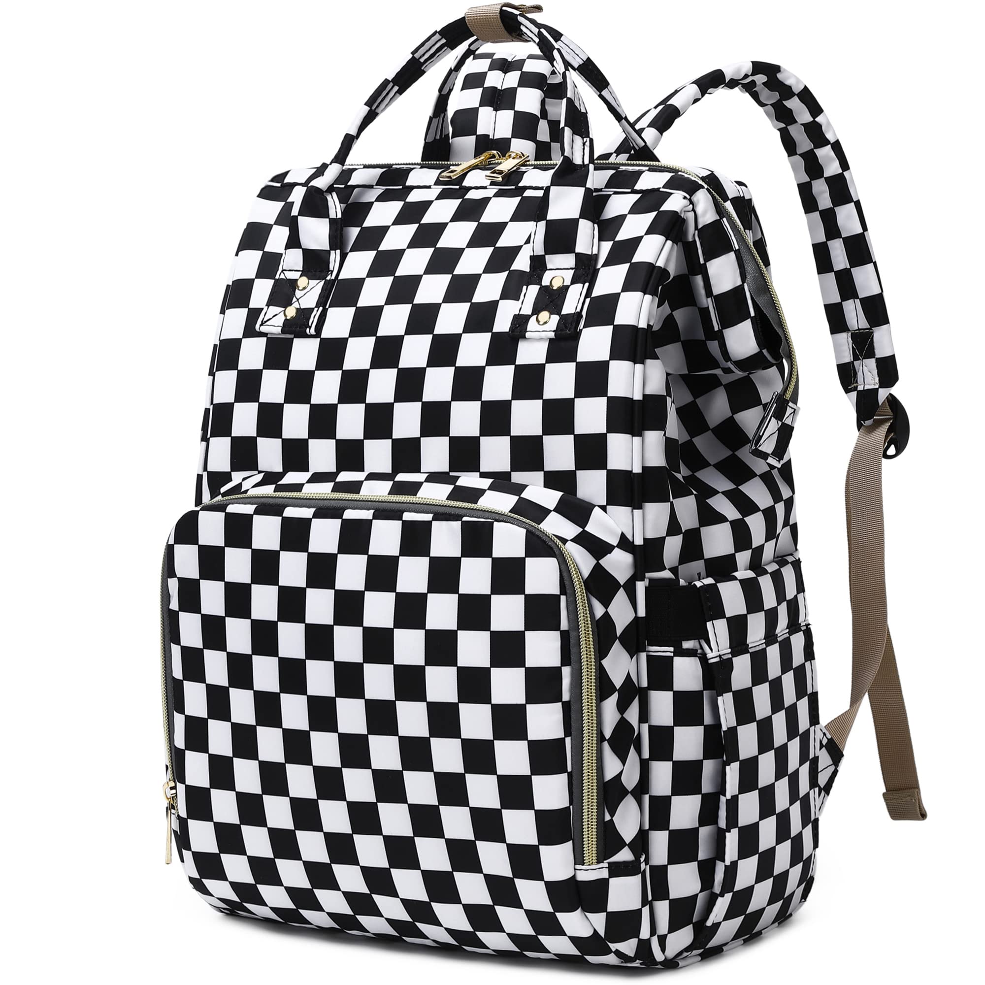 Stylish Checkered Laptop Backpack for Women & Girls - 15.6 Inch College School Bookbag with USB Charging Port | Perfect for Work, Travel & Campus Life