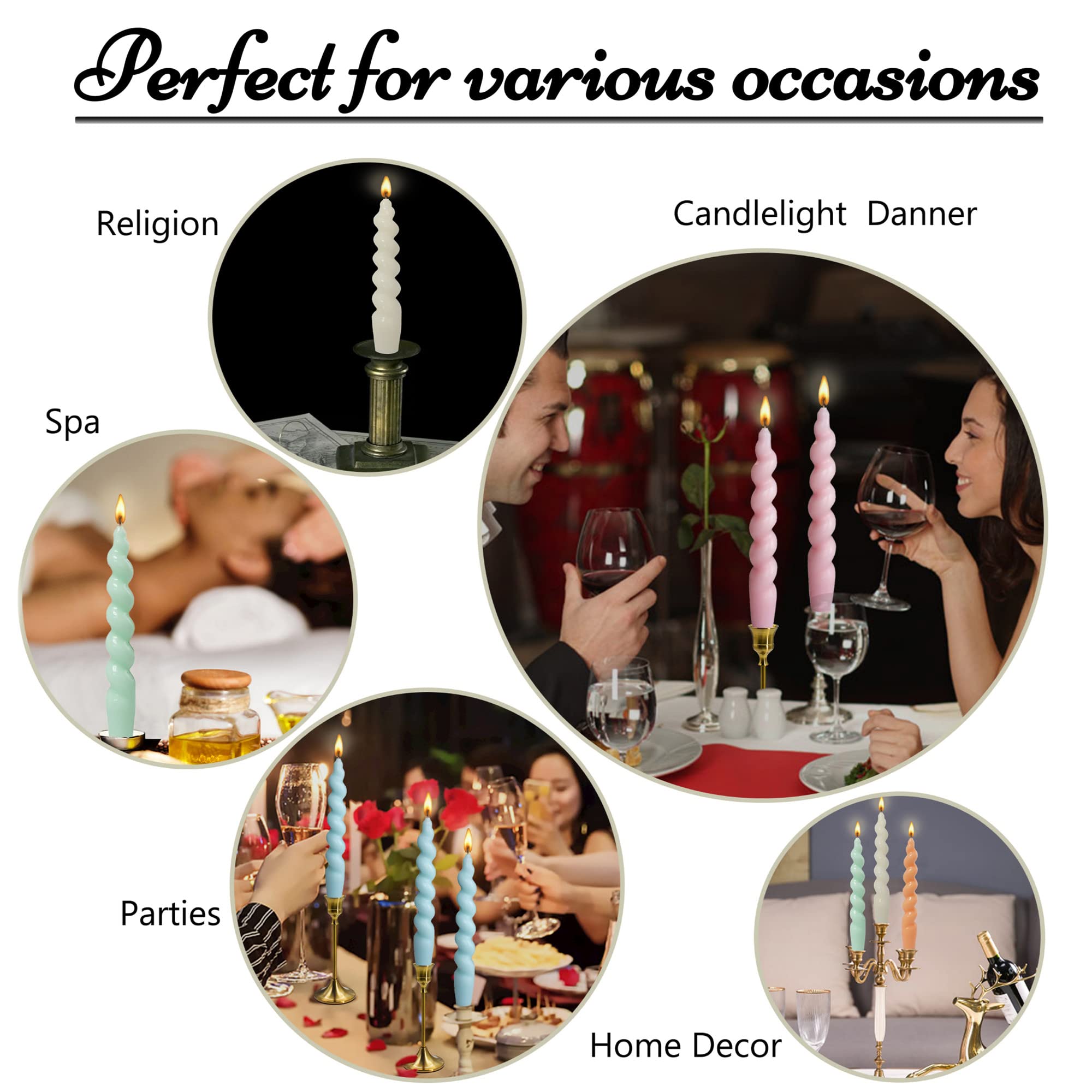 Handcrafted 7.5'' Purple Spiral Taper Candles - Unscented Twisted Wax Candlesticks for Wedding, Home Decor & Dinner Parties | Elegant Gift Idea for Special Occasions