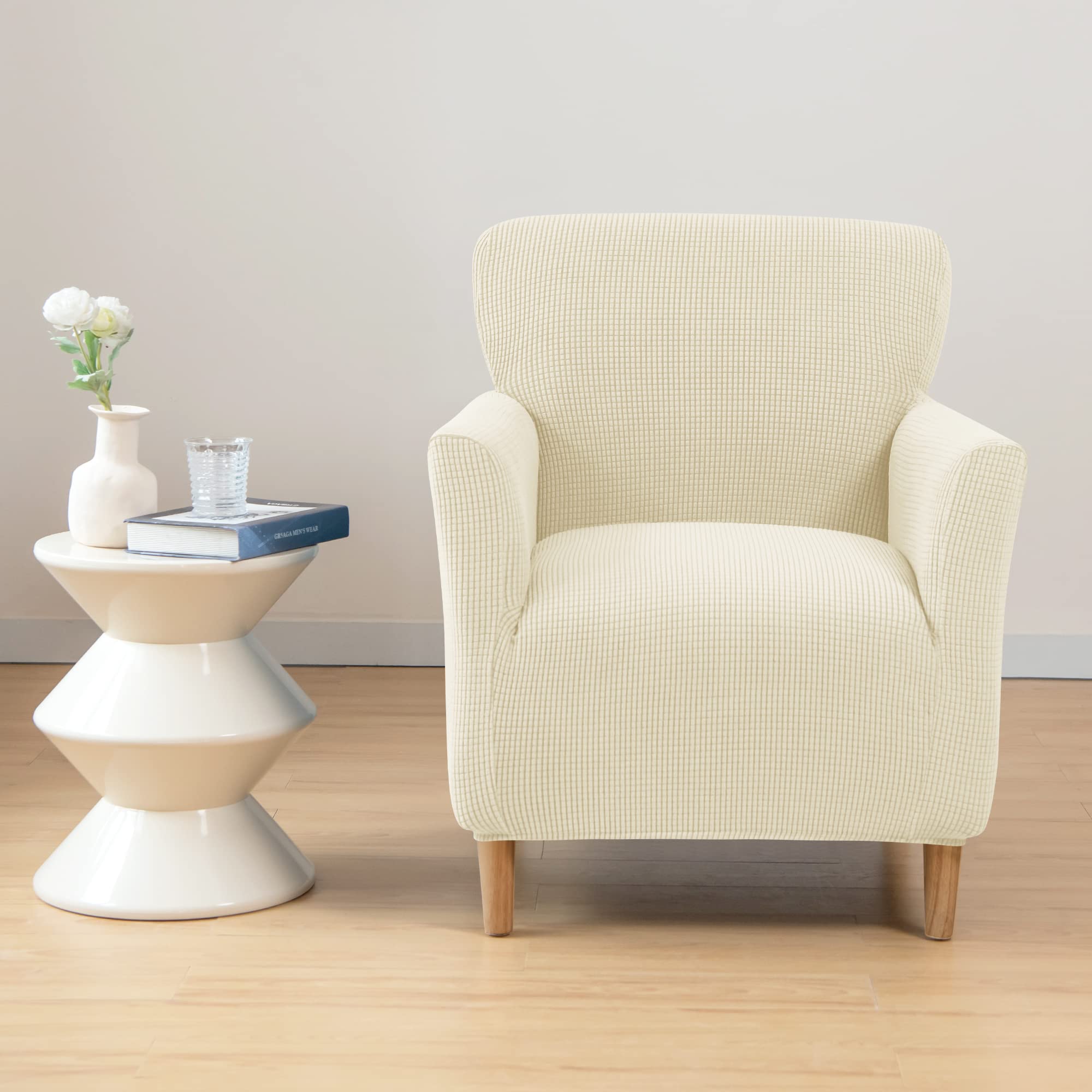 ELEOPTION Stretch Armchair Slipcovers - Breathable Furniture Protector for Living Room, Office & Club Chairs | Washable Chair Covers with Arms | Perfect for Home Decor, Pet Protection & Daily Use